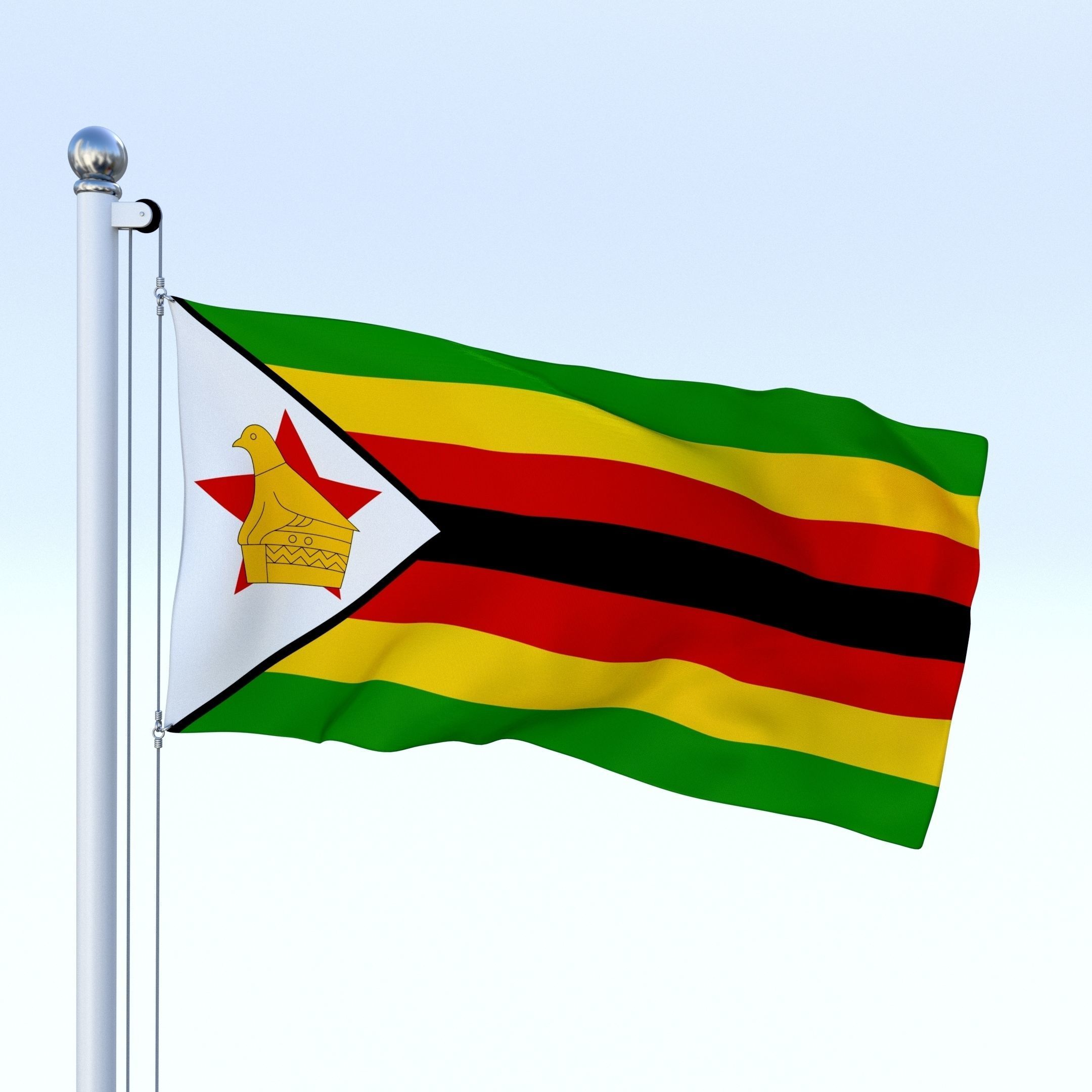 Animated Zimbabwe Flag Low-poly 3D model_3