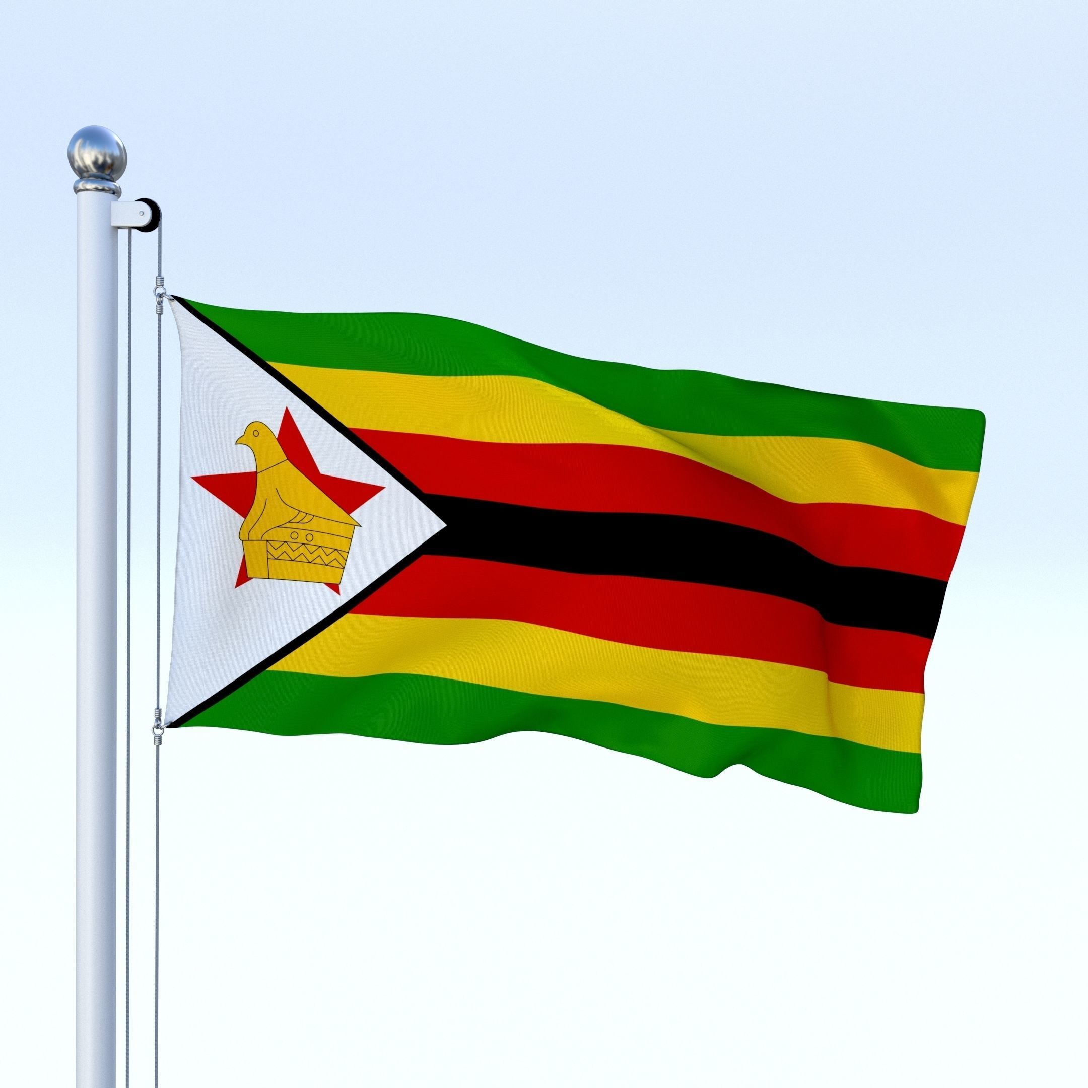 Animated Zimbabwe Flag Low-poly 3D model_8