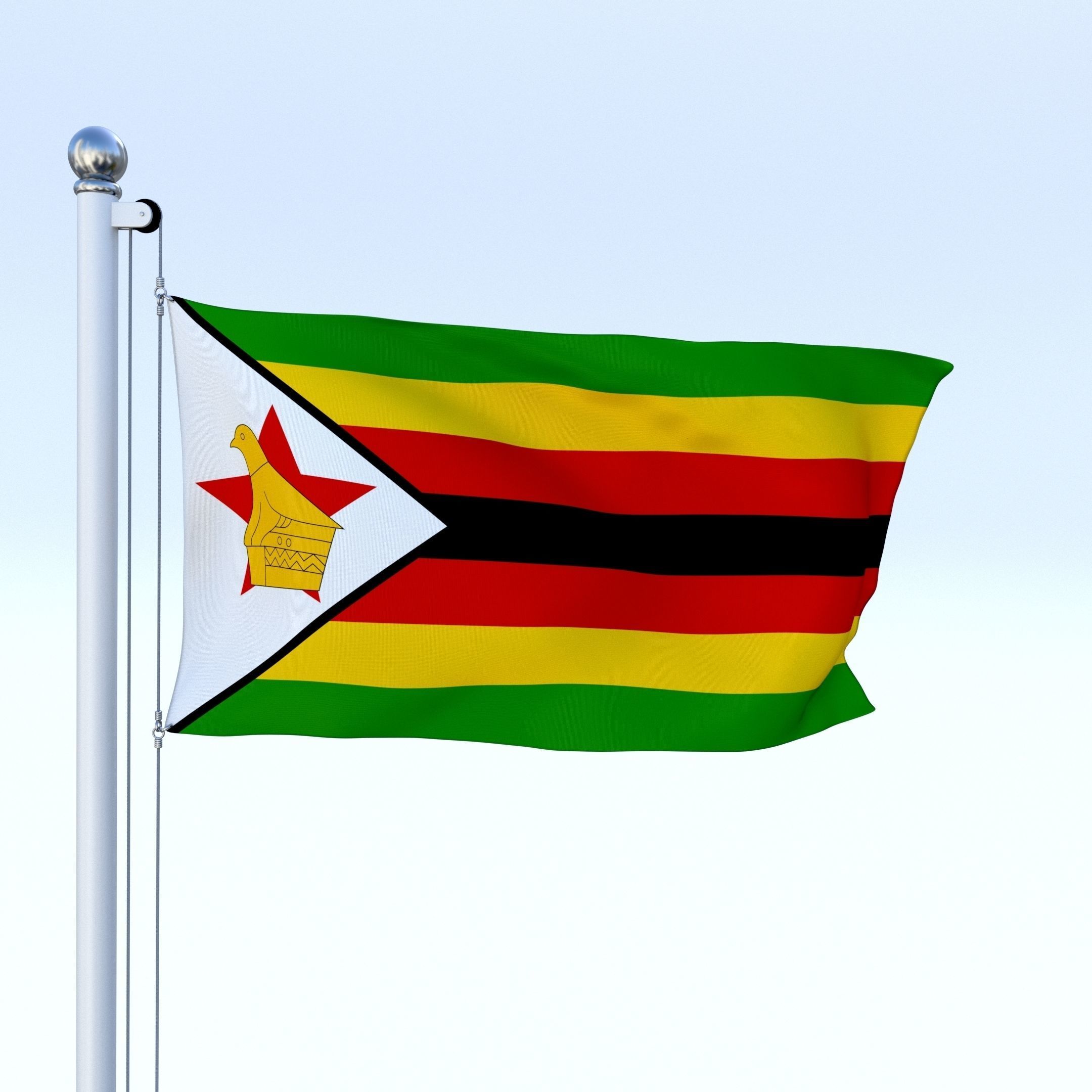 Animated Zimbabwe Flag Low-poly 3D model_2