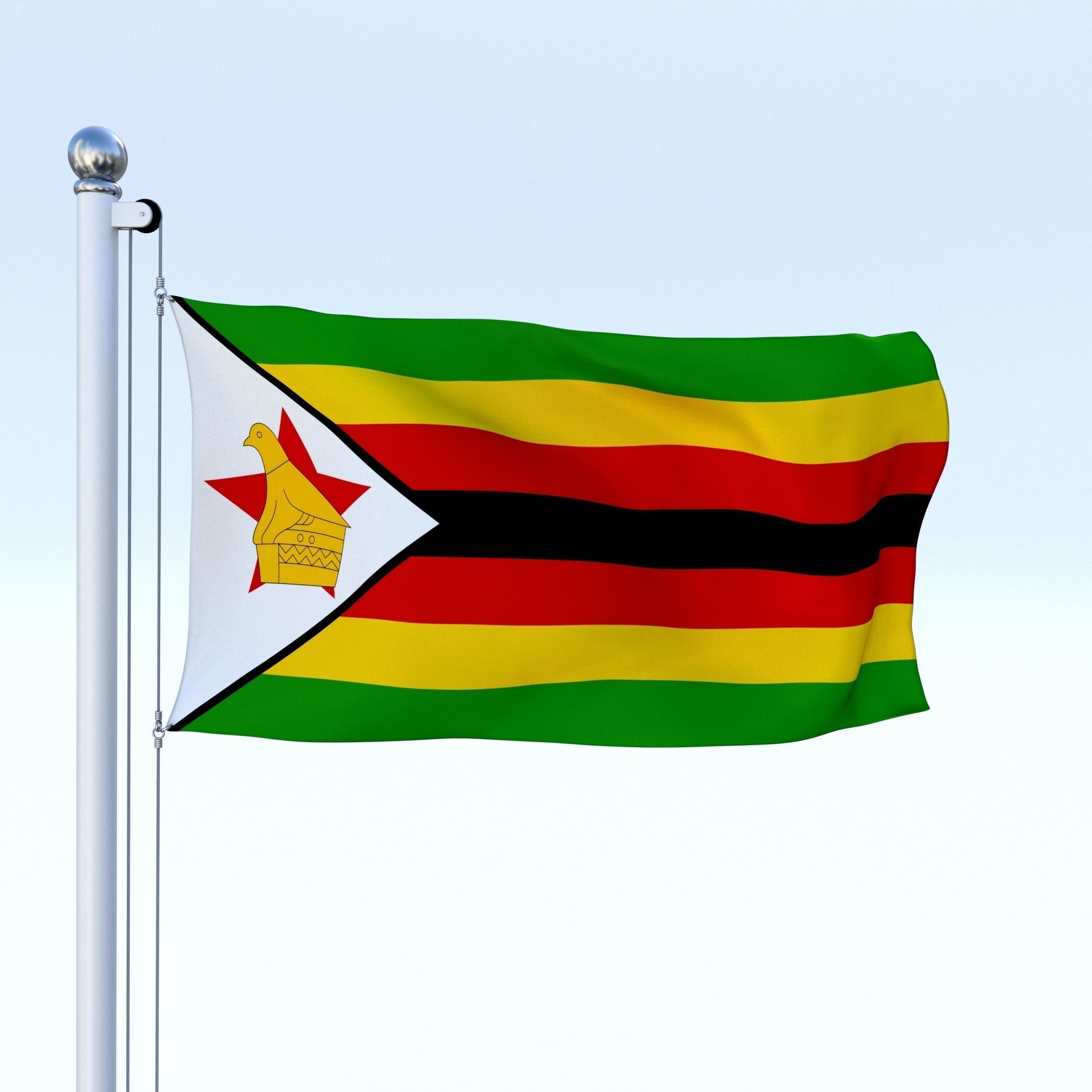 Animated Zimbabwe Flag Low-poly 3D model_15