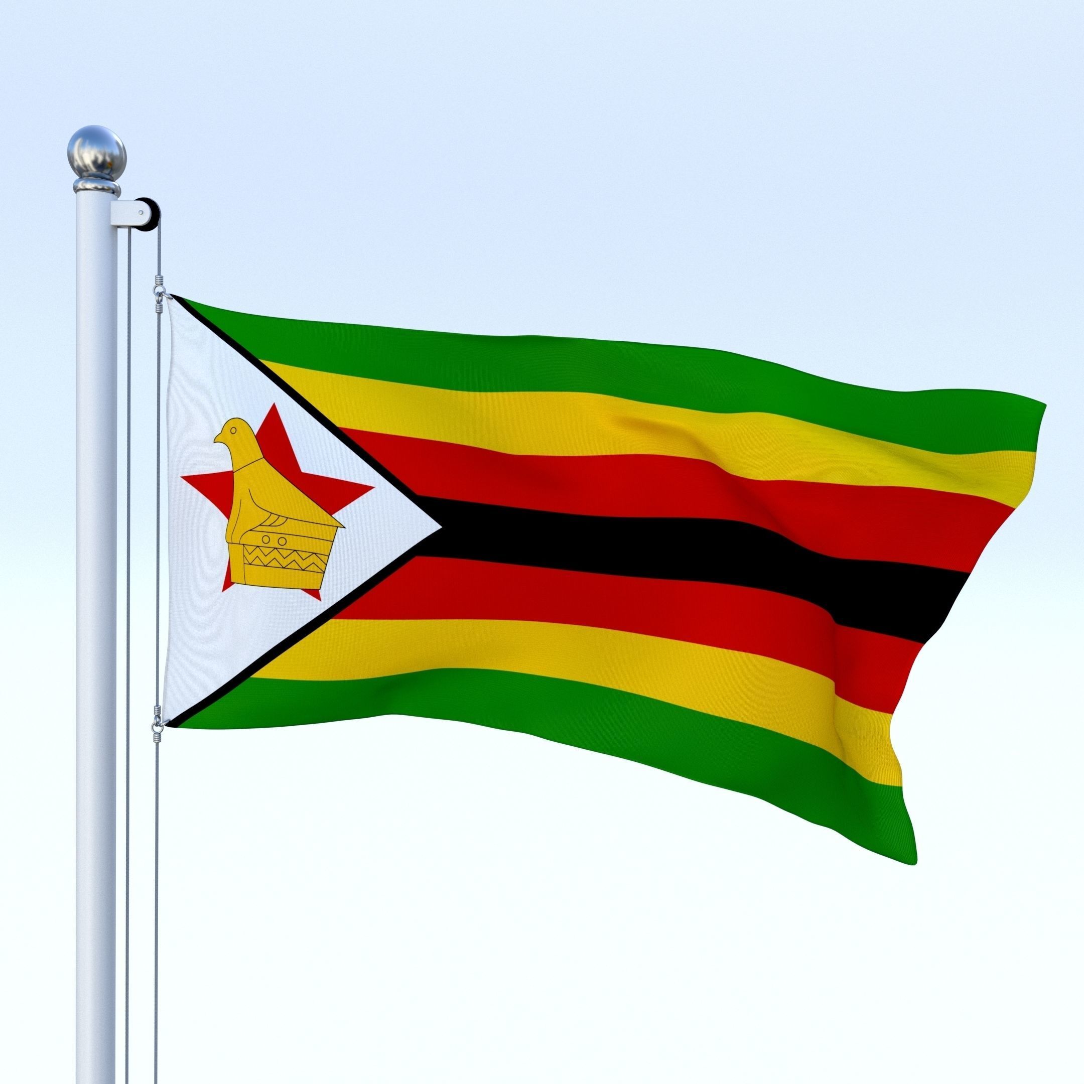 Animated Zimbabwe Flag Low-poly 3D model_5
