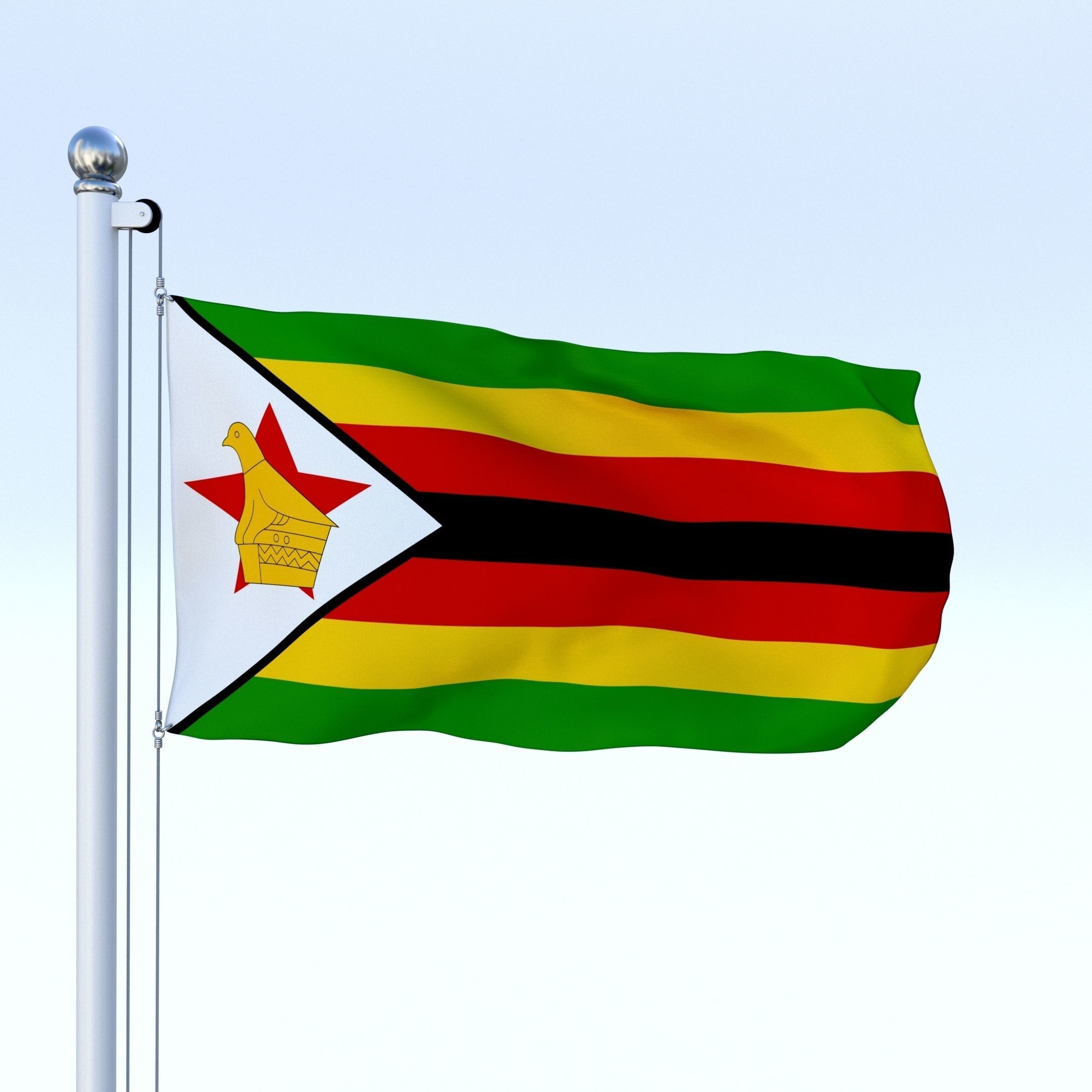 Animated Zimbabwe Flag Low-poly 3D model_19