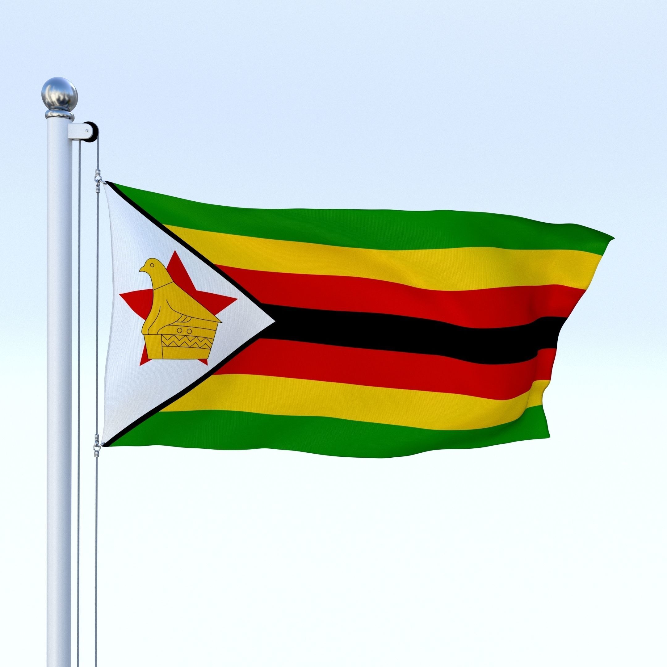 Animated Zimbabwe Flag Low-poly 3D model_6
