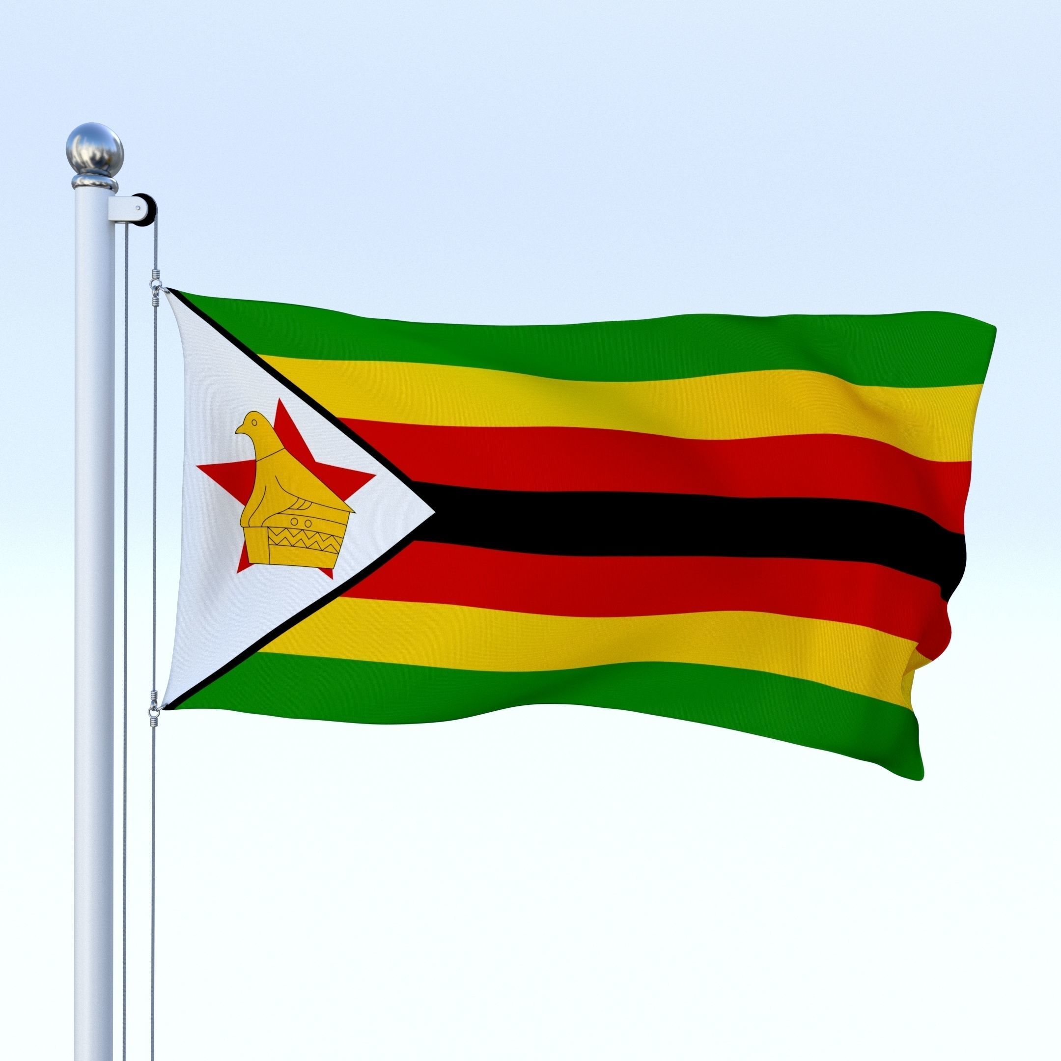 Animated Zimbabwe Flag Low-poly 3D model_20