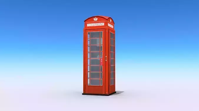 British Phone Booth Low-poly 3D model British Phone Booth Low-poly 3D model