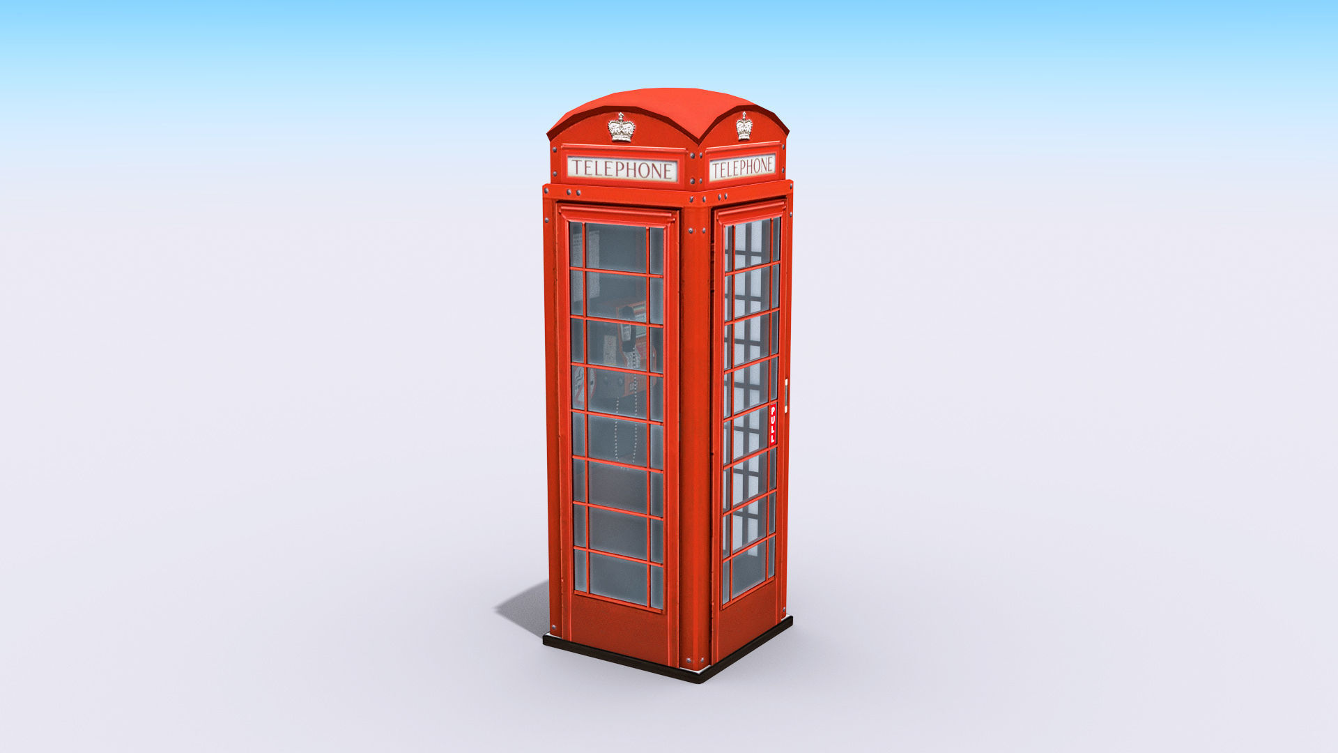 British Phone Booth Low-poly 3D model_1