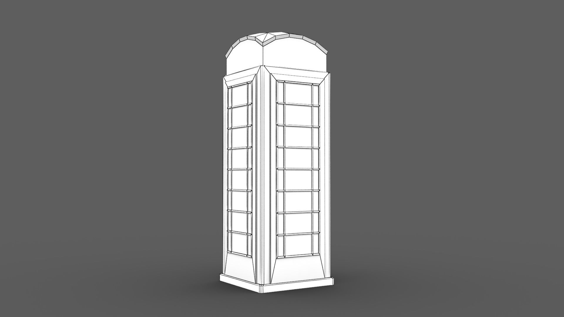British Phone Booth Low-poly 3D model_4
