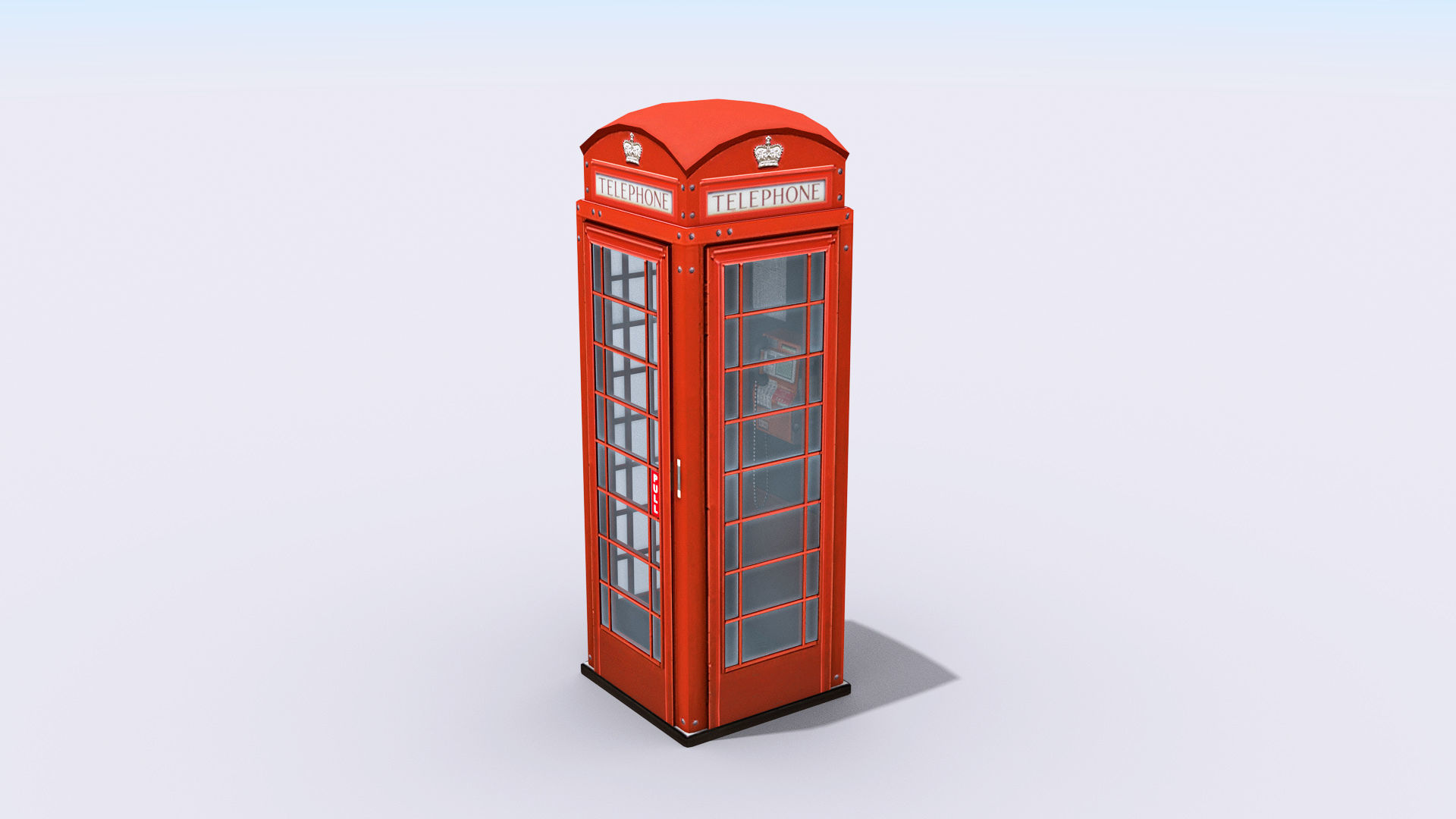 British Phone Booth Low-poly 3D model_3