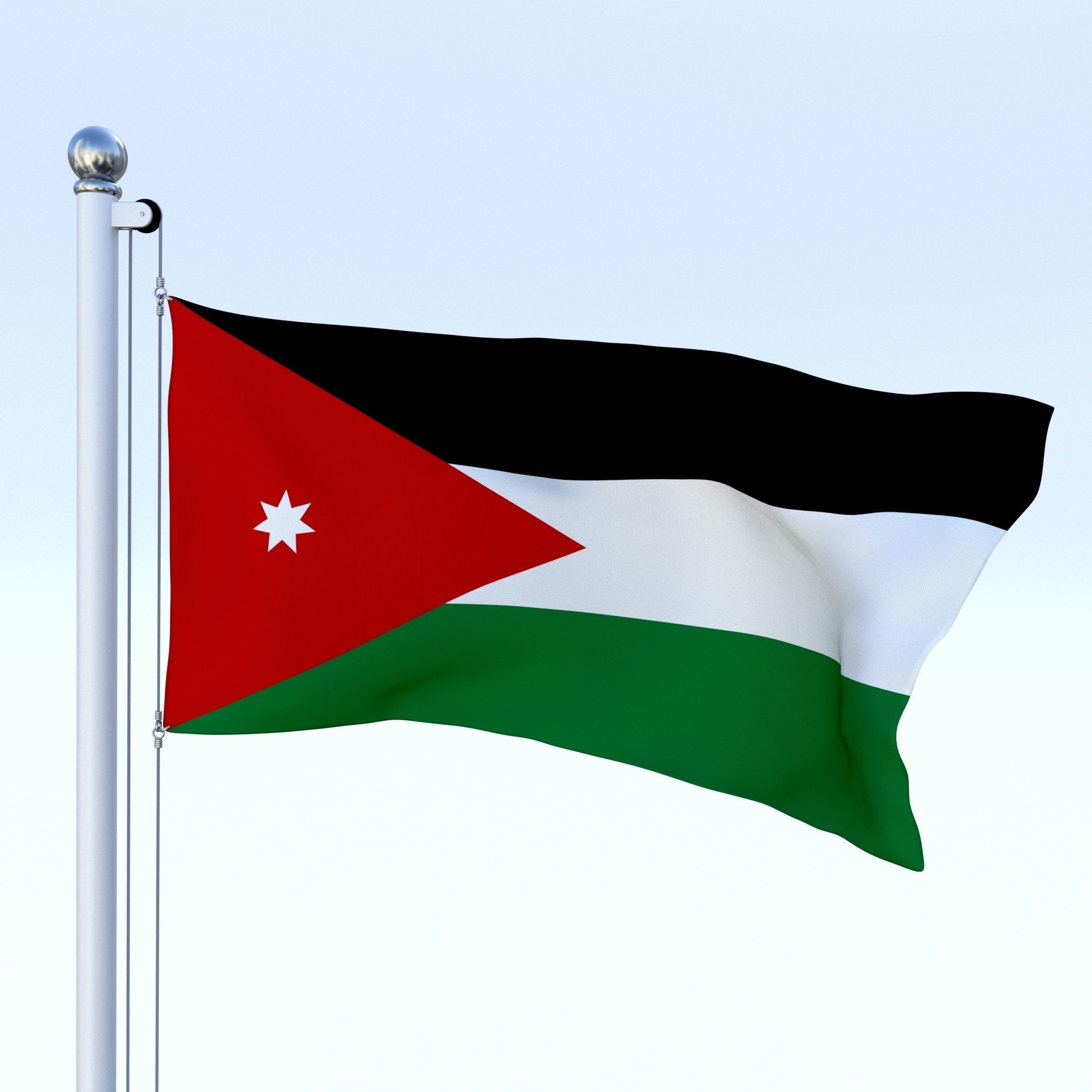 Animated Jordan Flag Low-poly 3D model_18