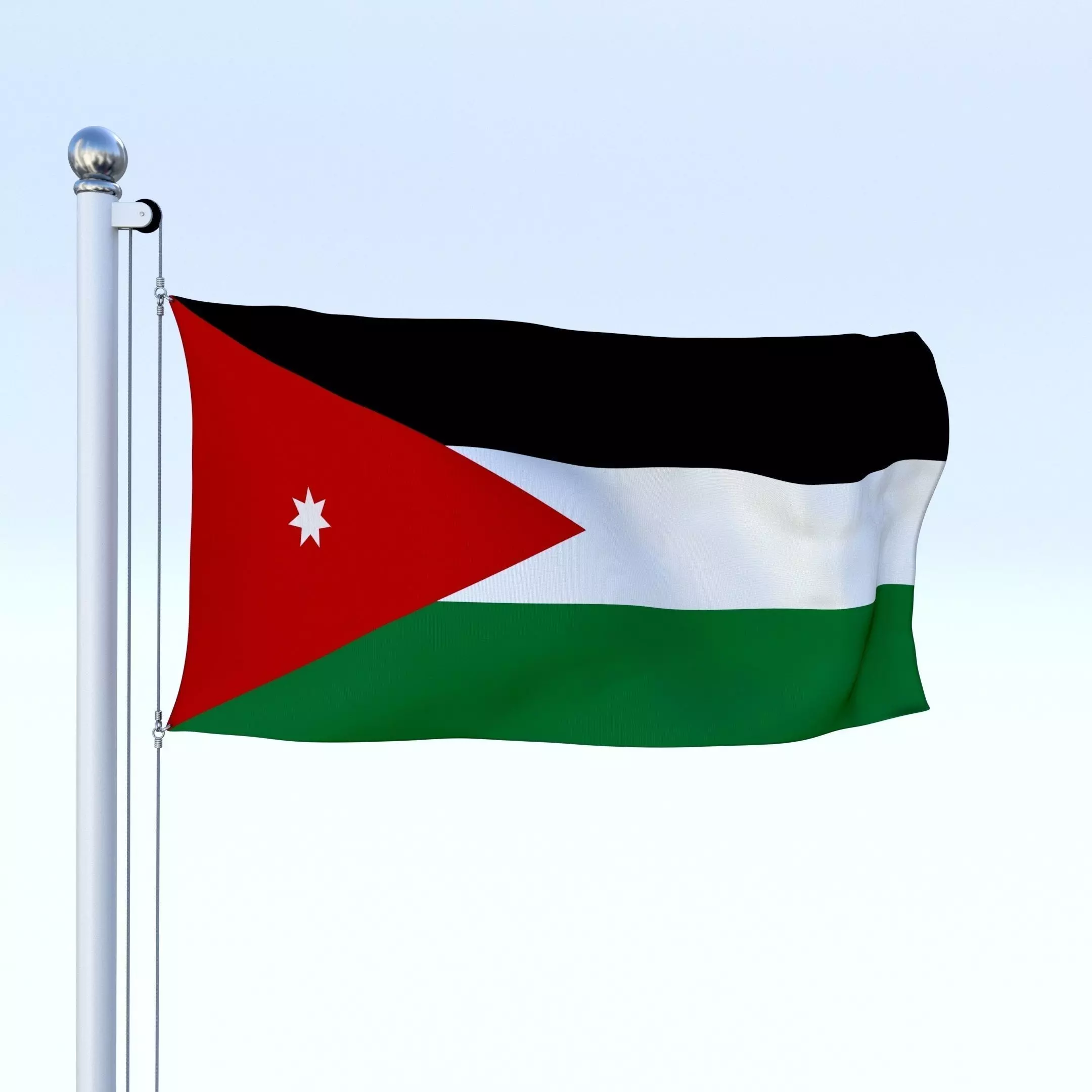 Animated Jordan Flag Low-poly 3D model_0