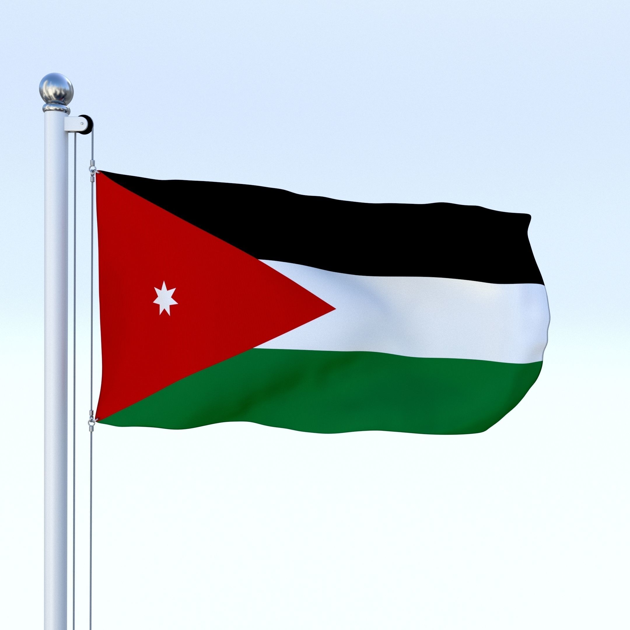Animated Jordan Flag Low-poly 3D model_14