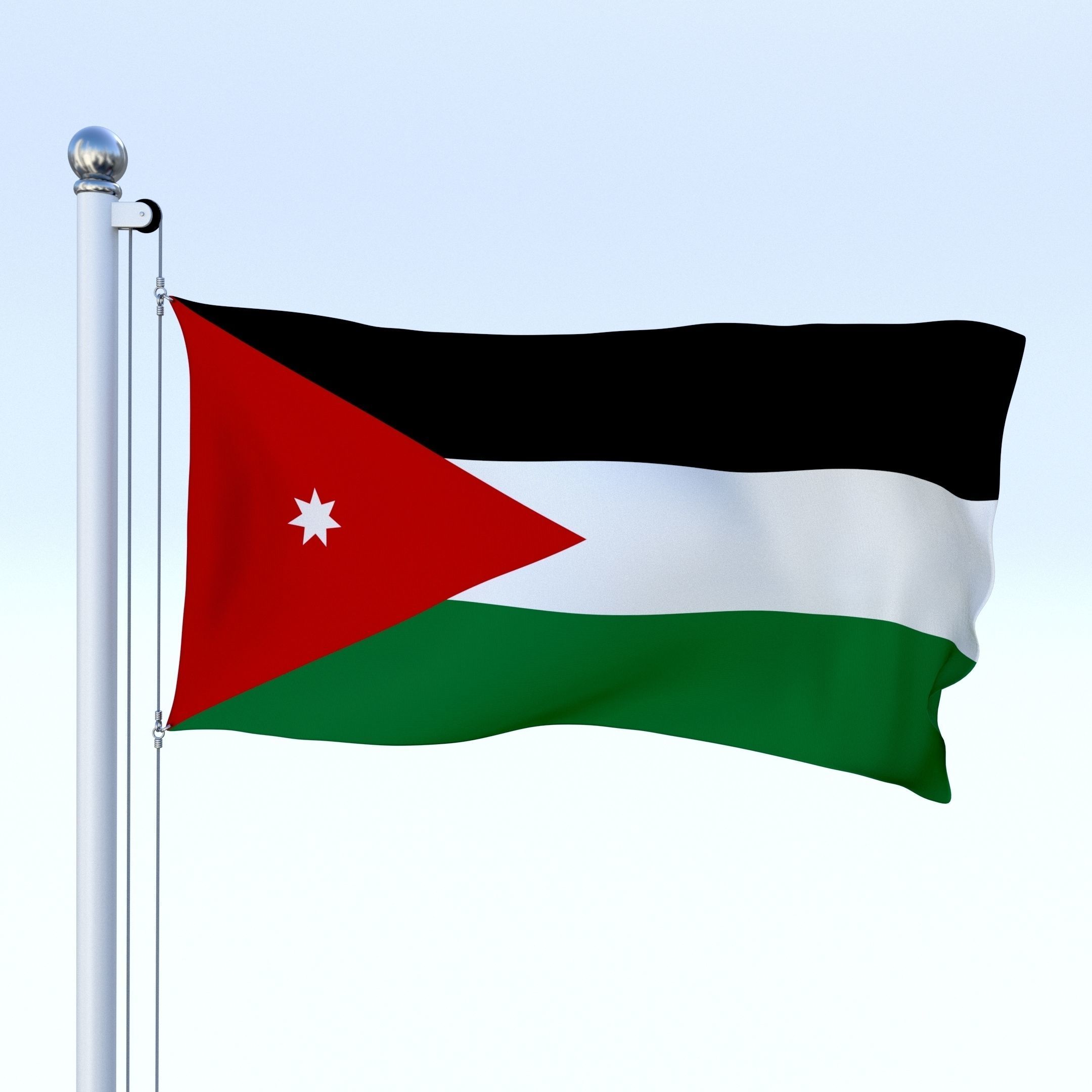Animated Jordan Flag Low-poly 3D model_19