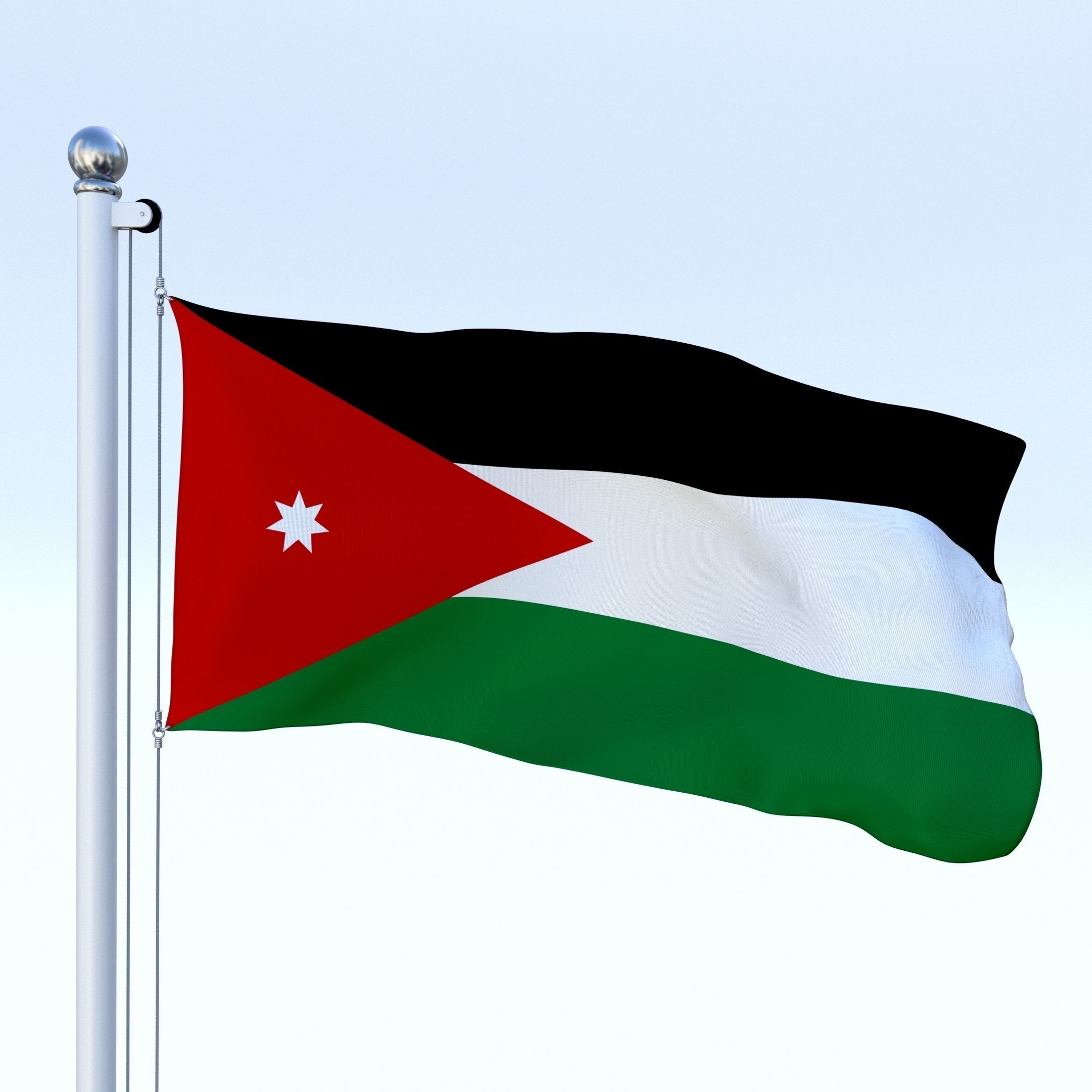 Animated Jordan Flag Low-poly 3D model_21