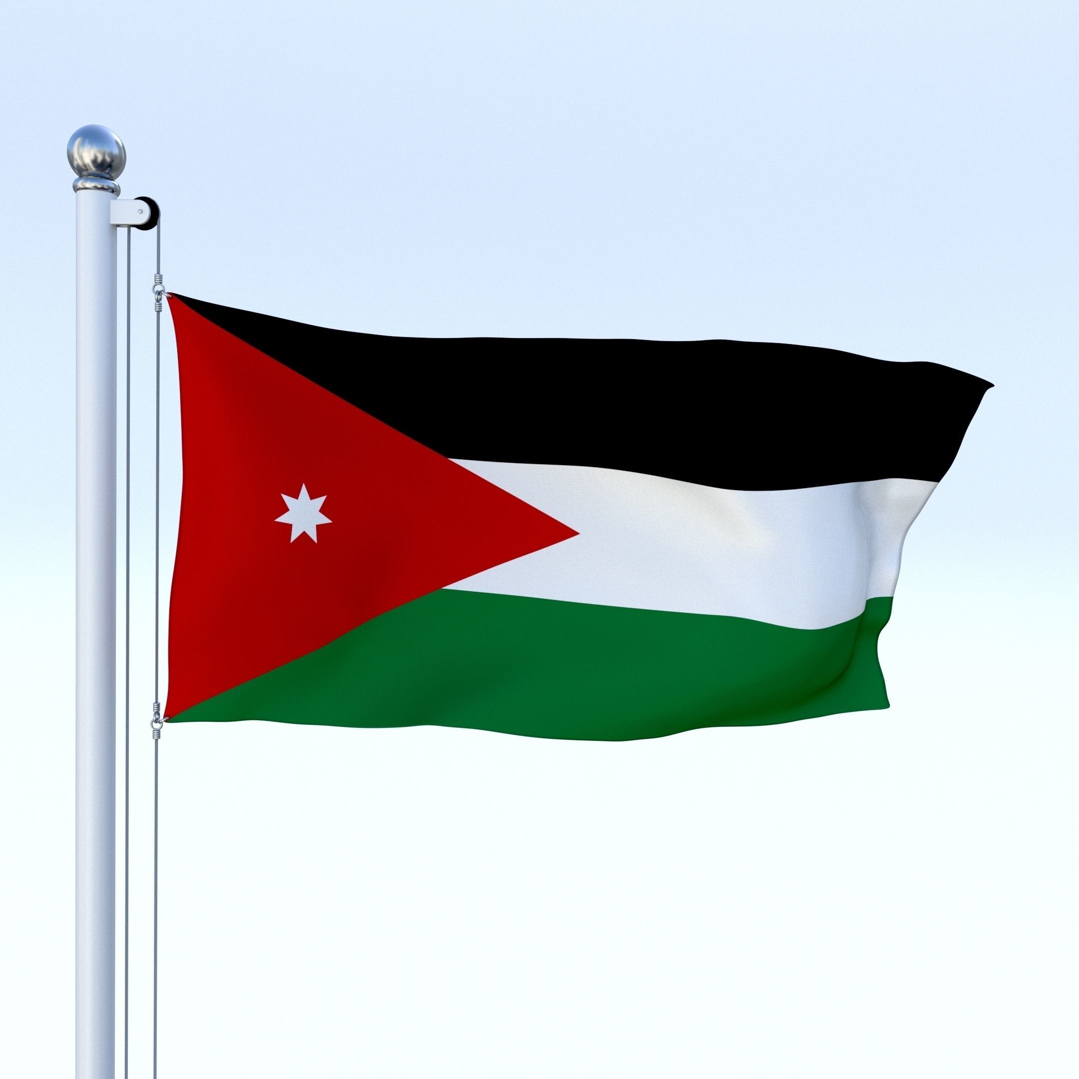 Animated Jordan Flag Low-poly 3D model_26