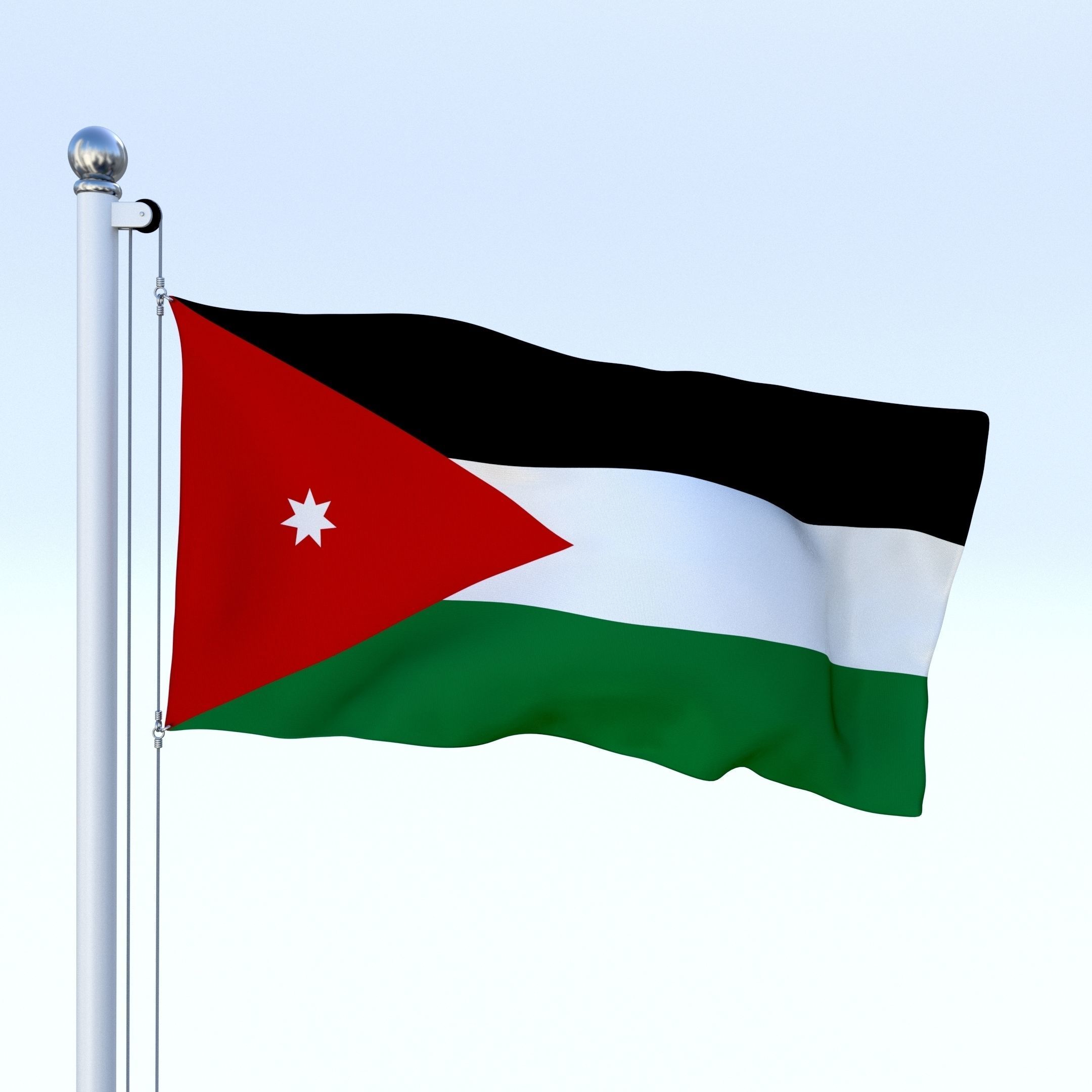 Animated Jordan Flag Low-poly 3D model_6