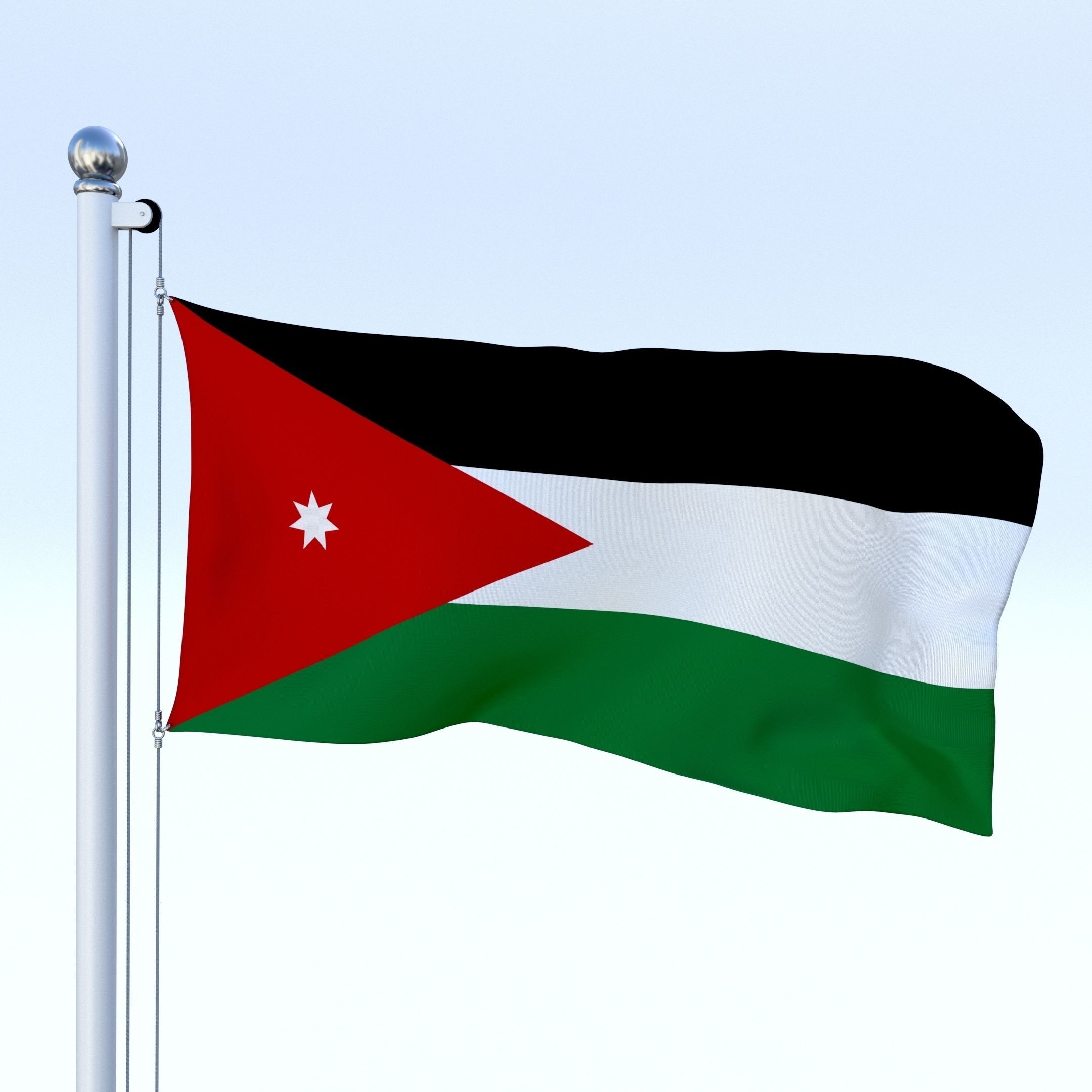 Animated Jordan Flag Low-poly 3D model_5