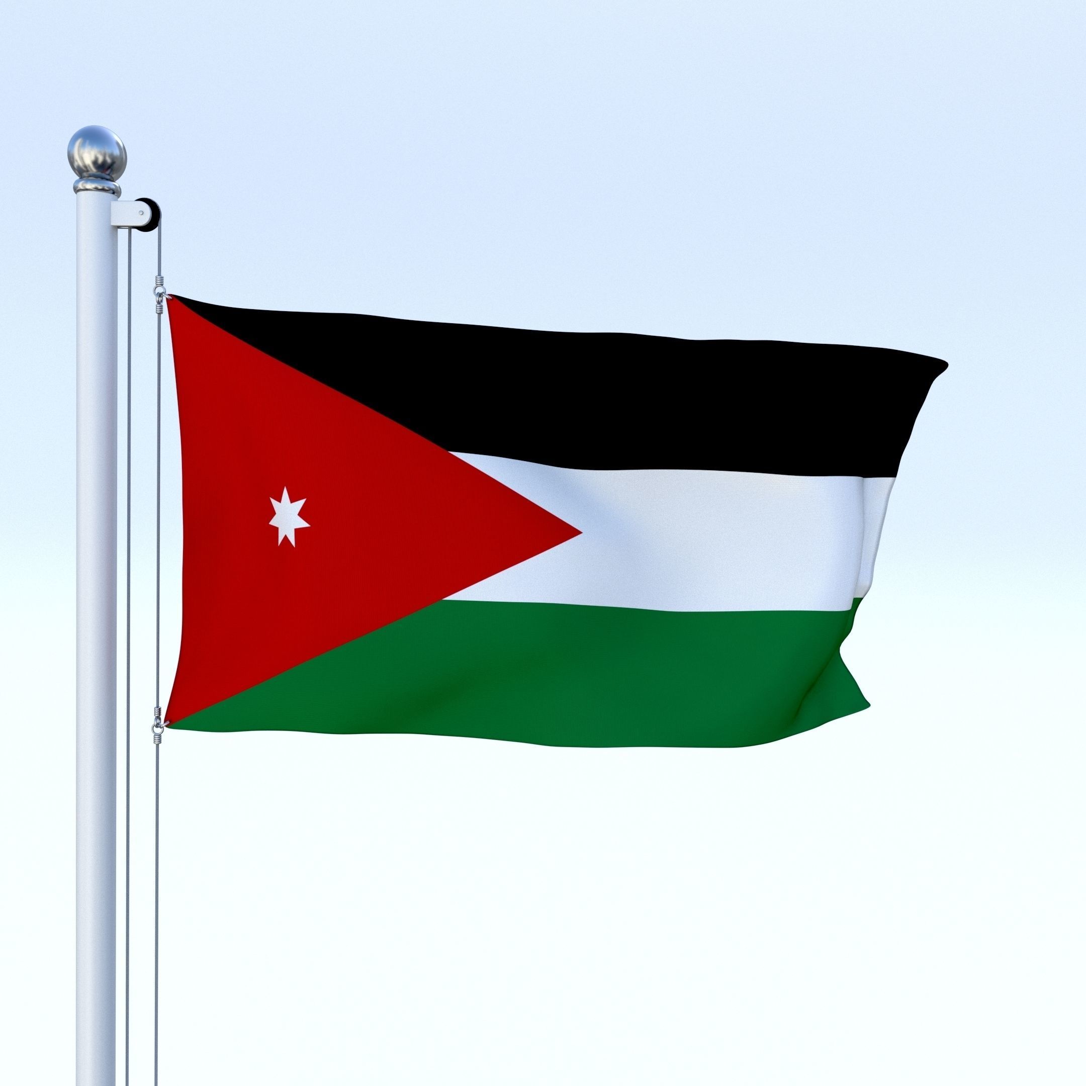 Animated Jordan Flag Low-poly 3D model_3