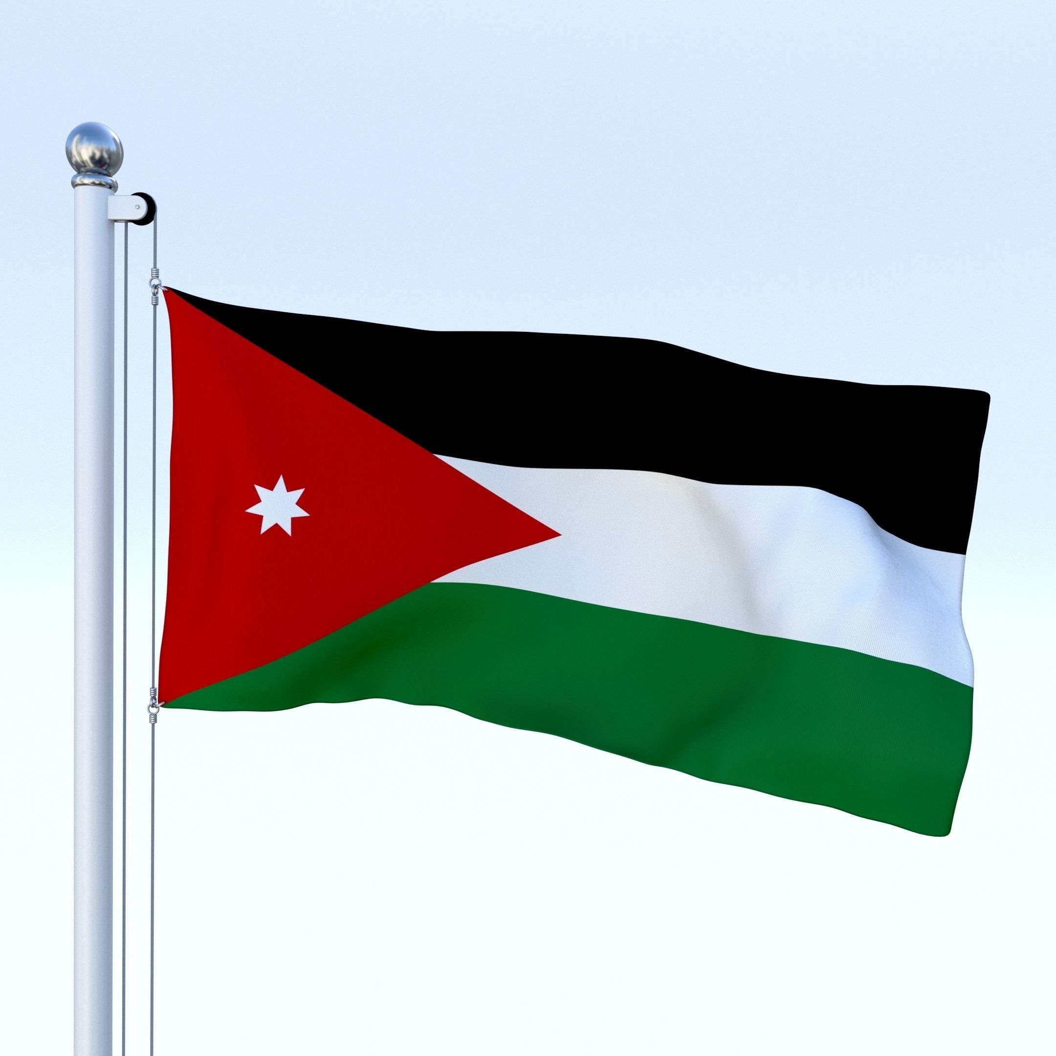 Animated Jordan Flag Low-poly 3D model_4