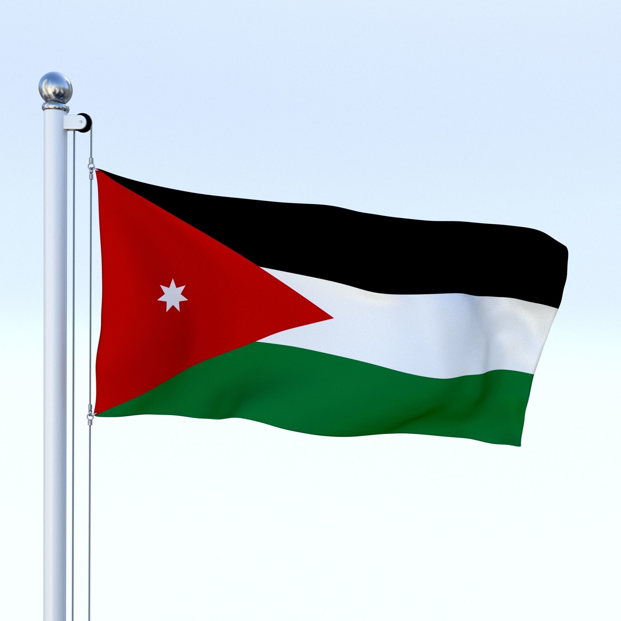 Animated Jordan Flag Low-poly 3D model_1