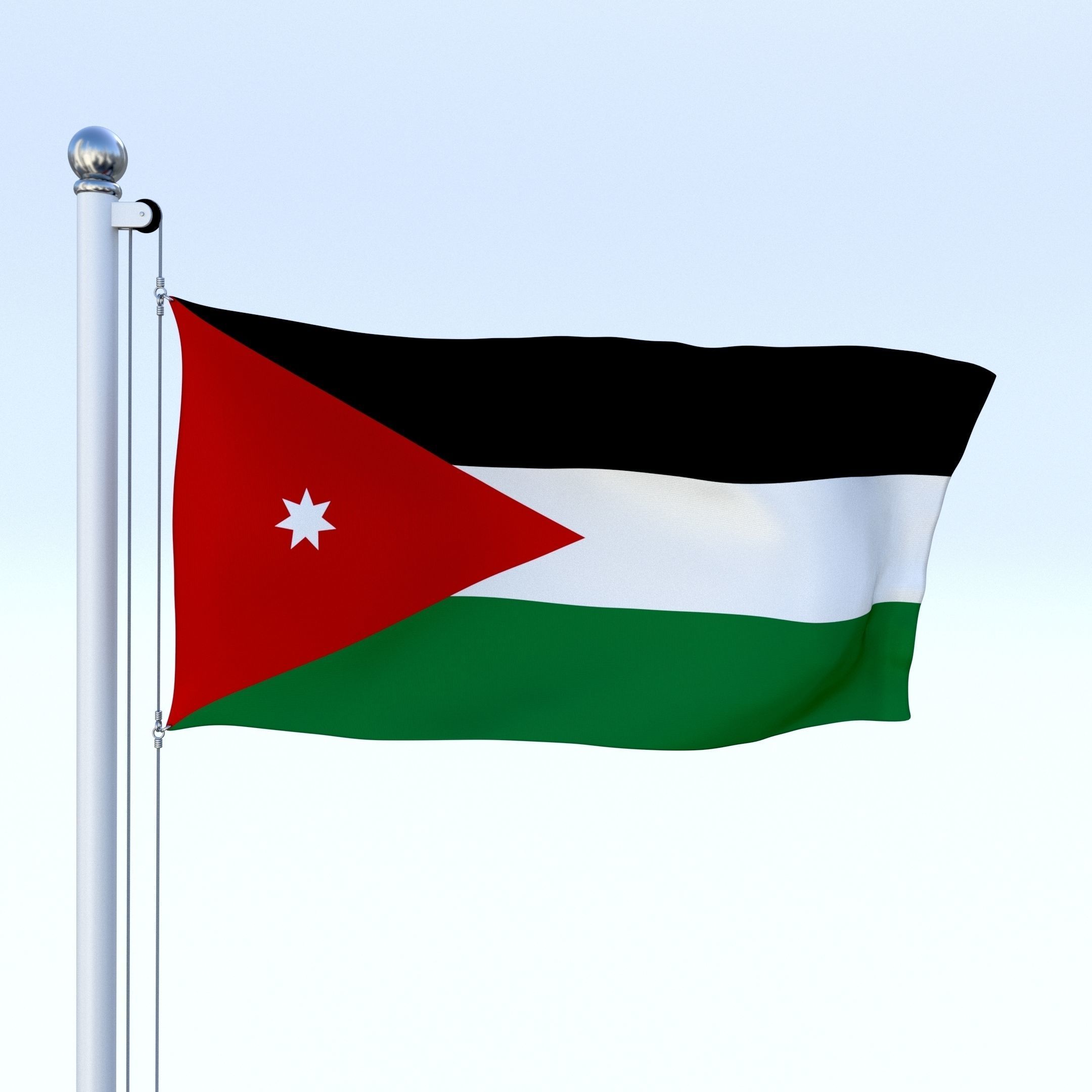 Animated Jordan Flag Low-poly 3D model_12