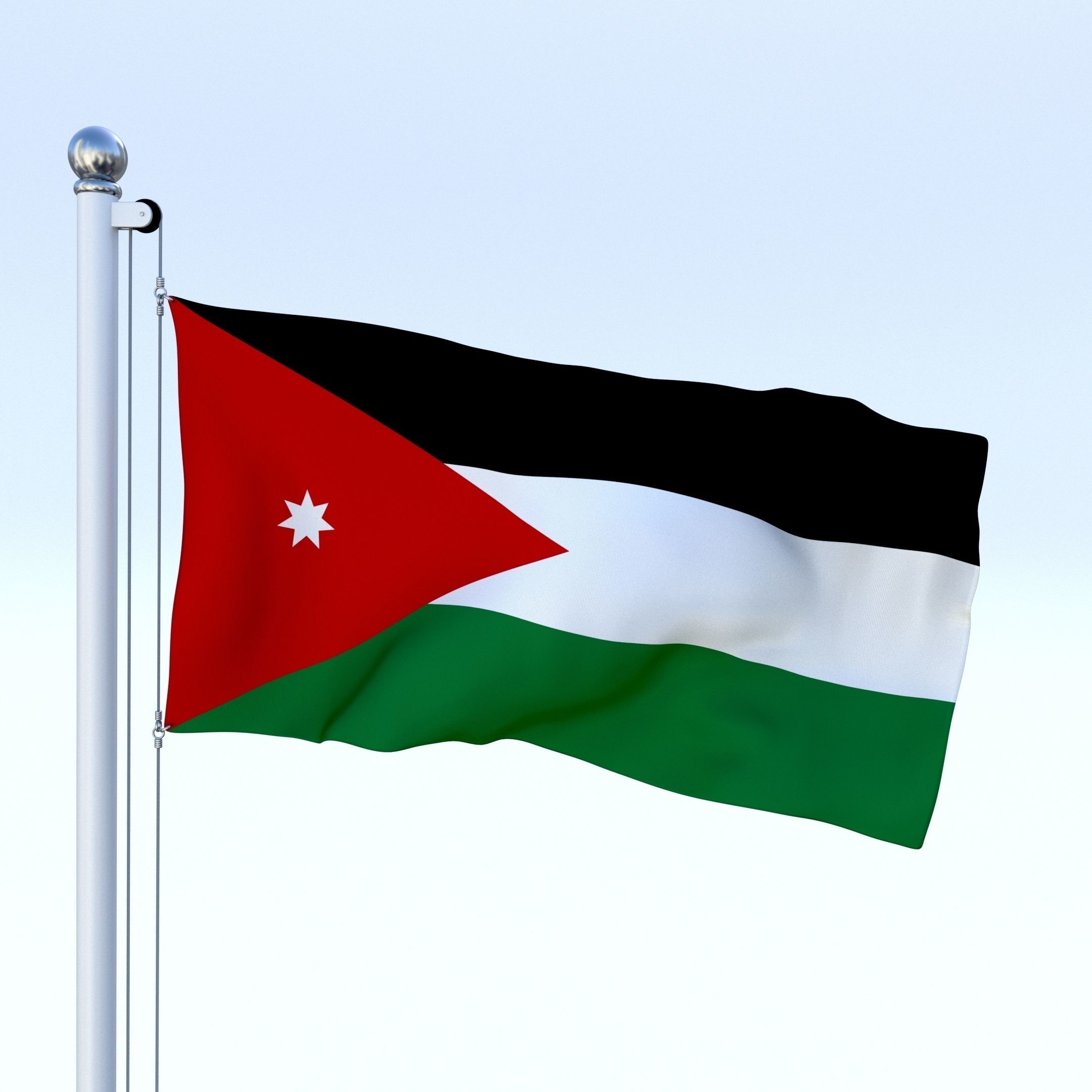 Animated Jordan Flag Low-poly 3D model_2