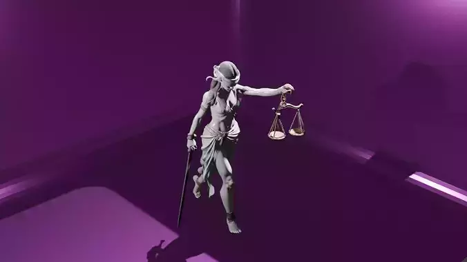 Blind Justice Warrior High Detail 3D Statue  Blender Glb OBJ
