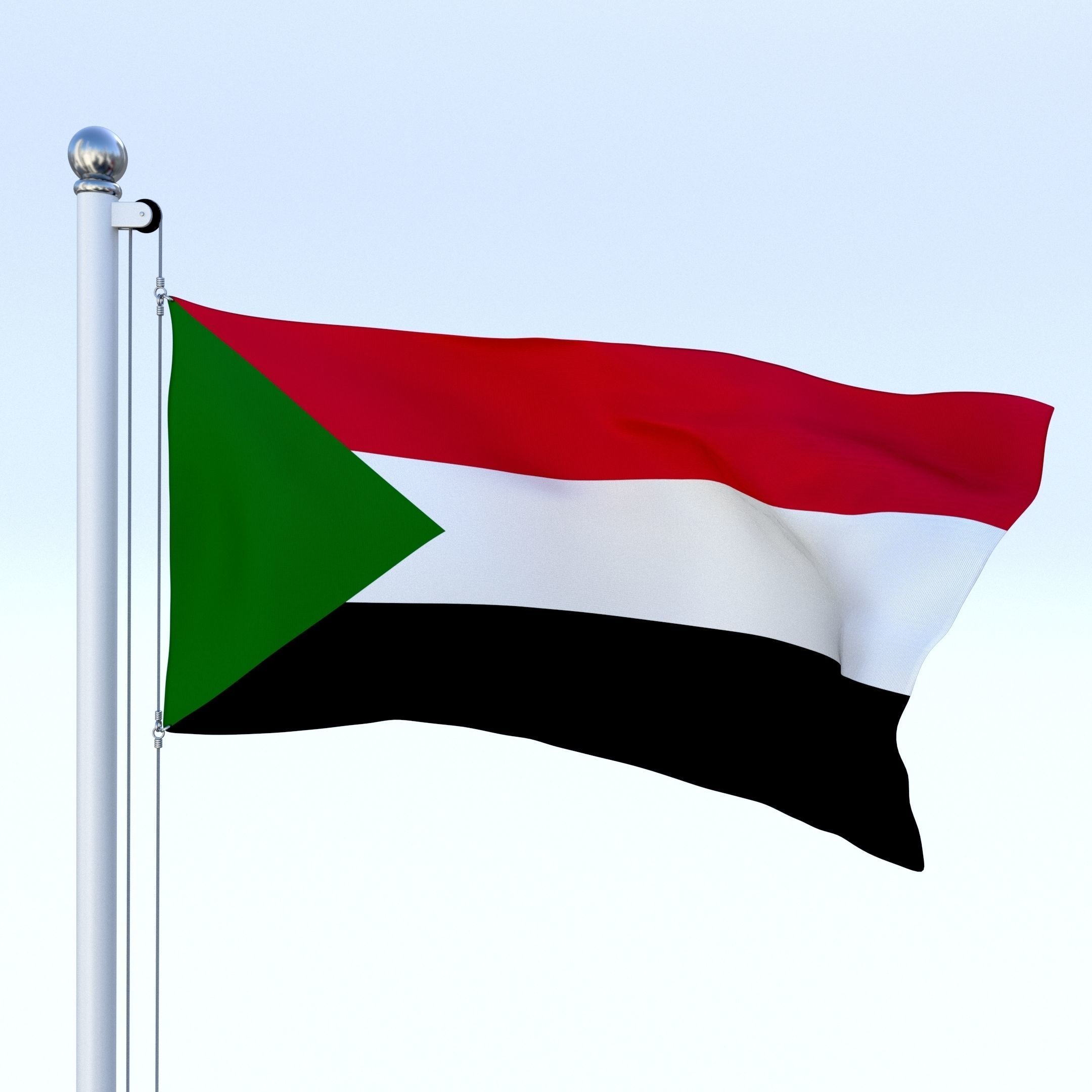 Animated Sudan Flag Low-poly 3D model_11