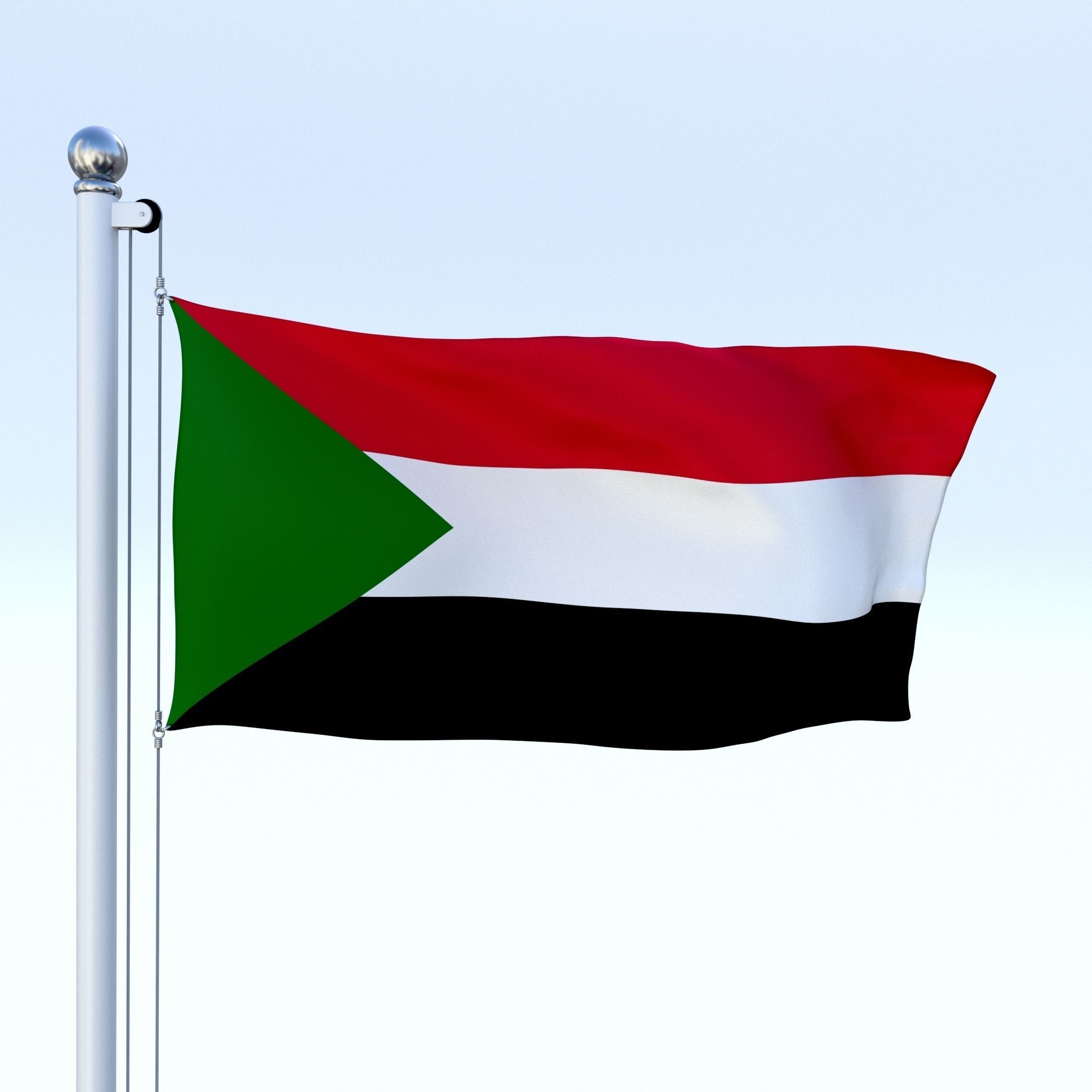 Animated Sudan Flag Low-poly 3D model_5