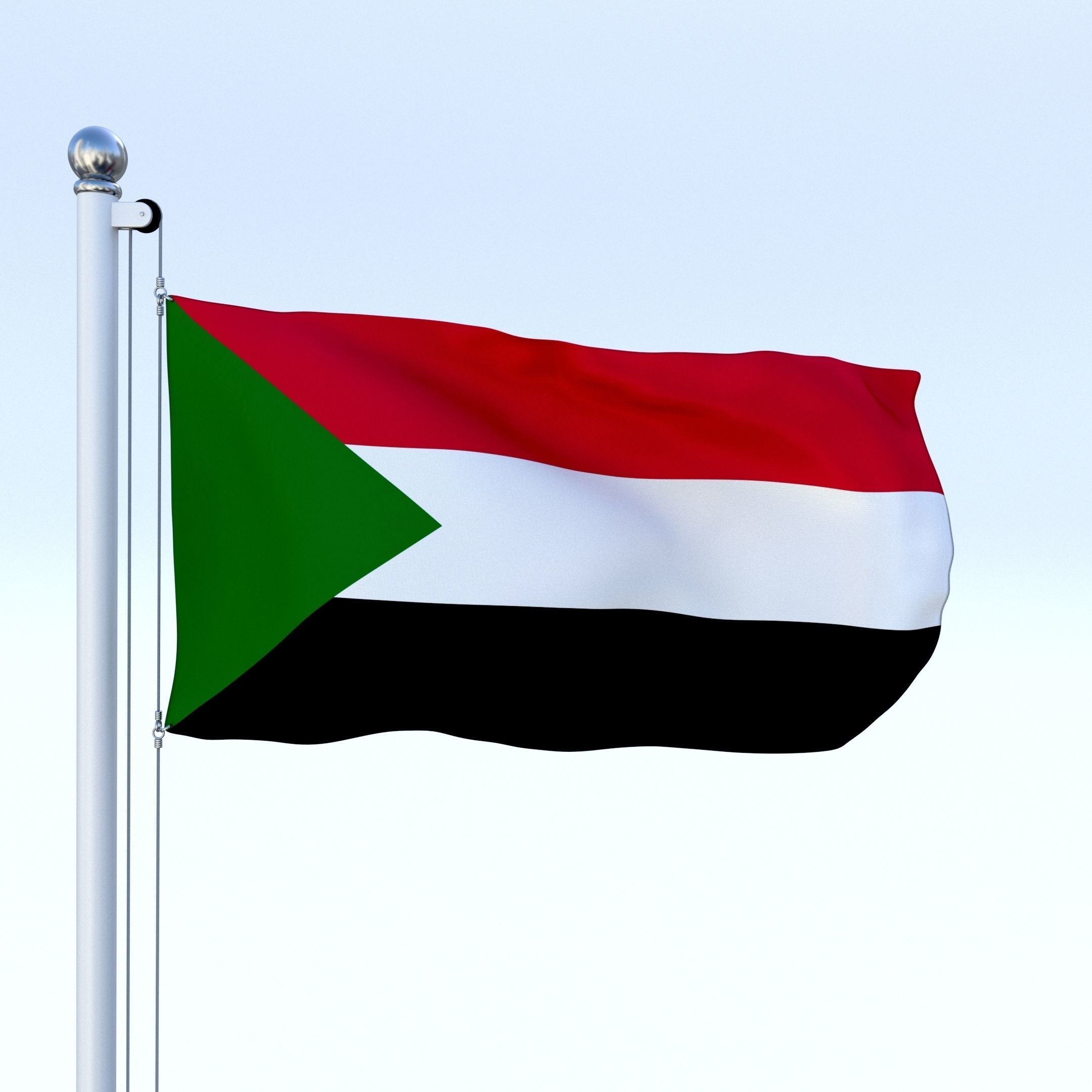 Animated Sudan Flag Low-poly 3D model_13