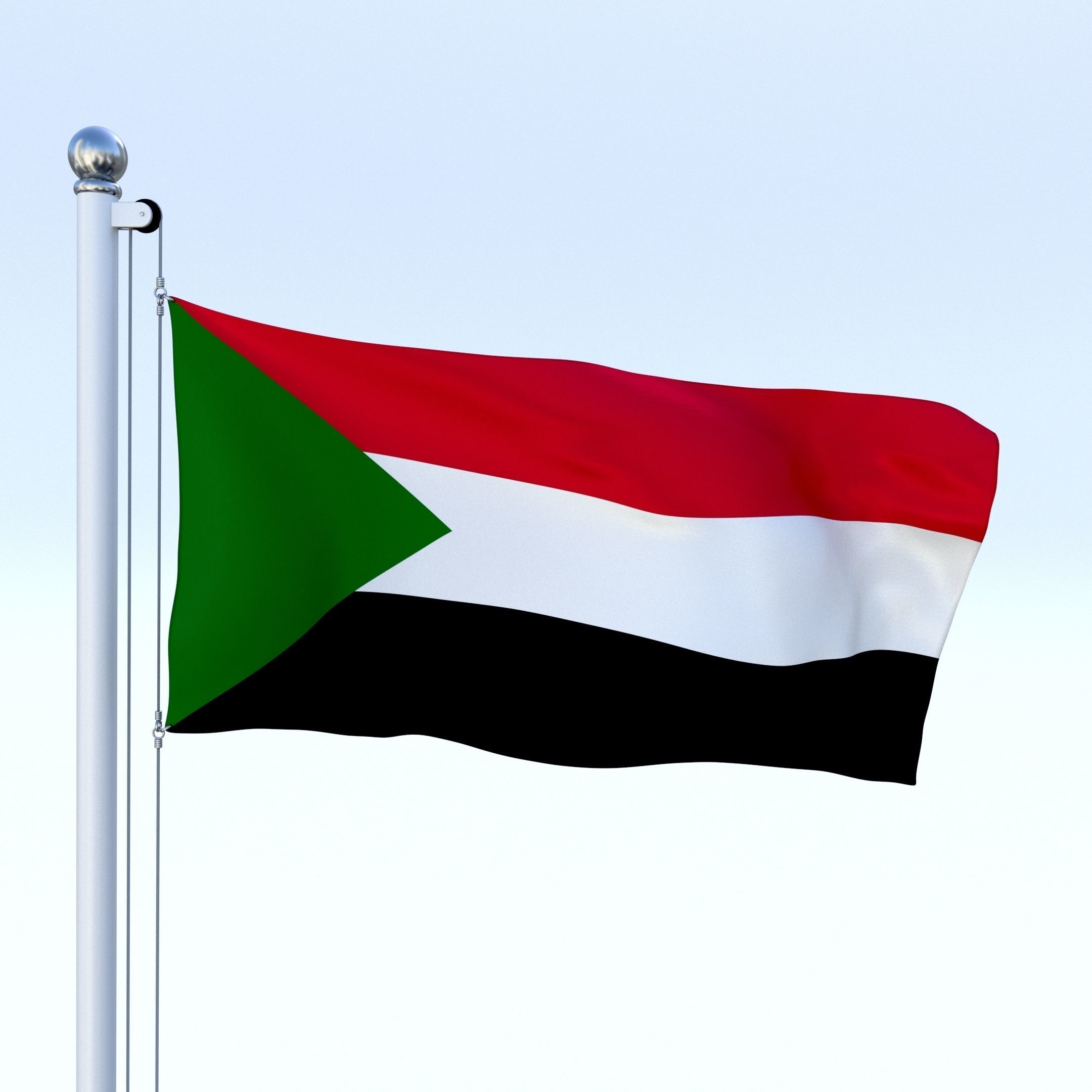 Animated Sudan Flag Low-poly 3D model_3