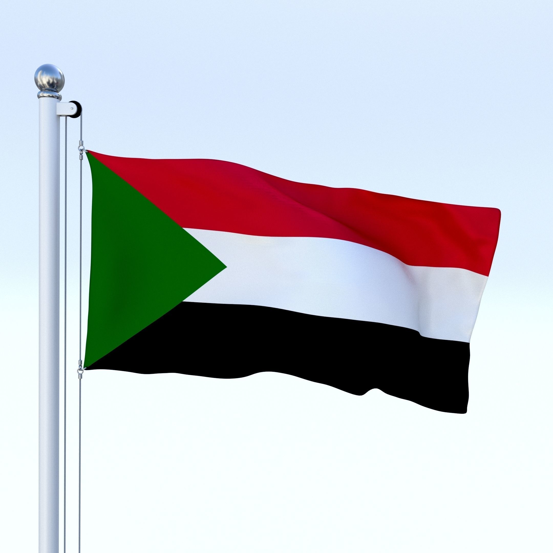 Animated Sudan Flag Low-poly 3D model_25
