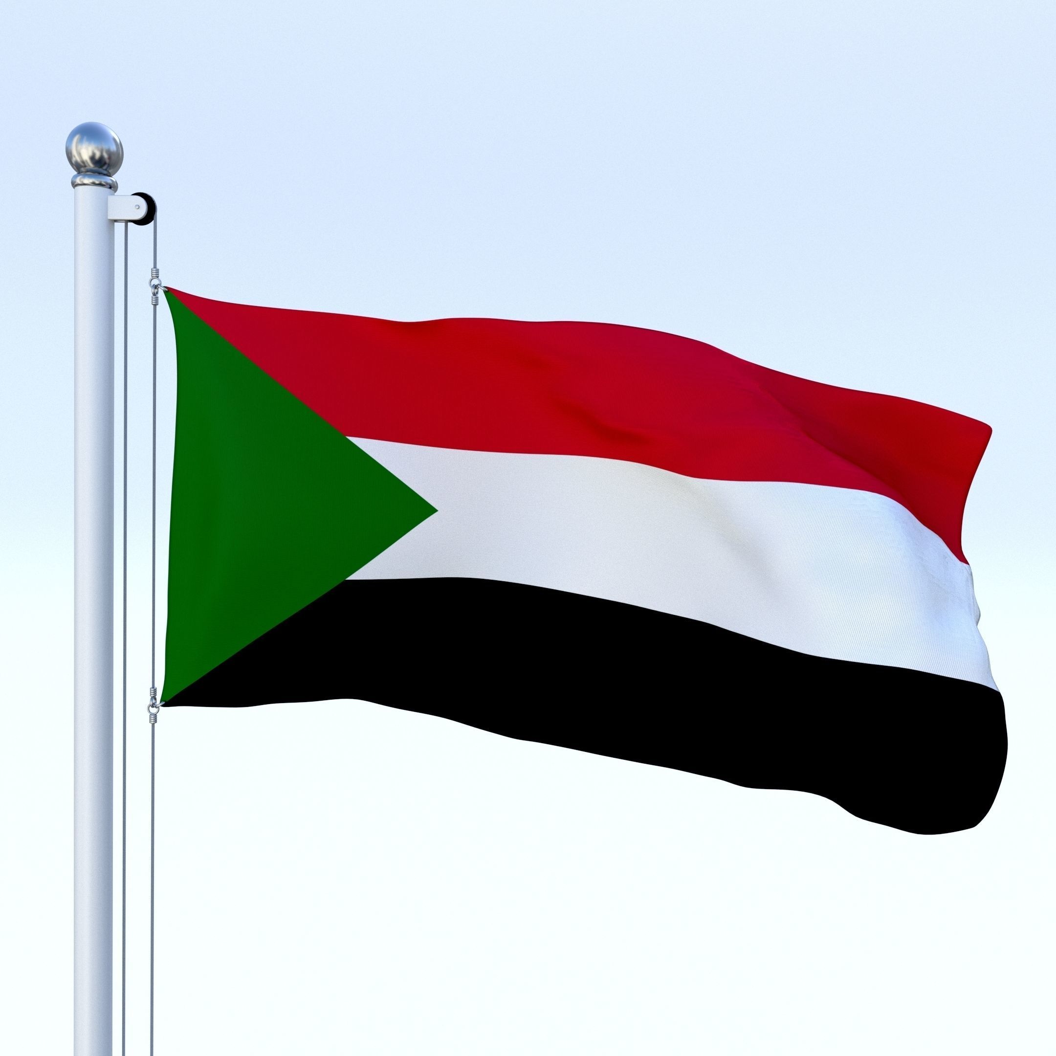 Animated Sudan Flag Low-poly 3D model_19