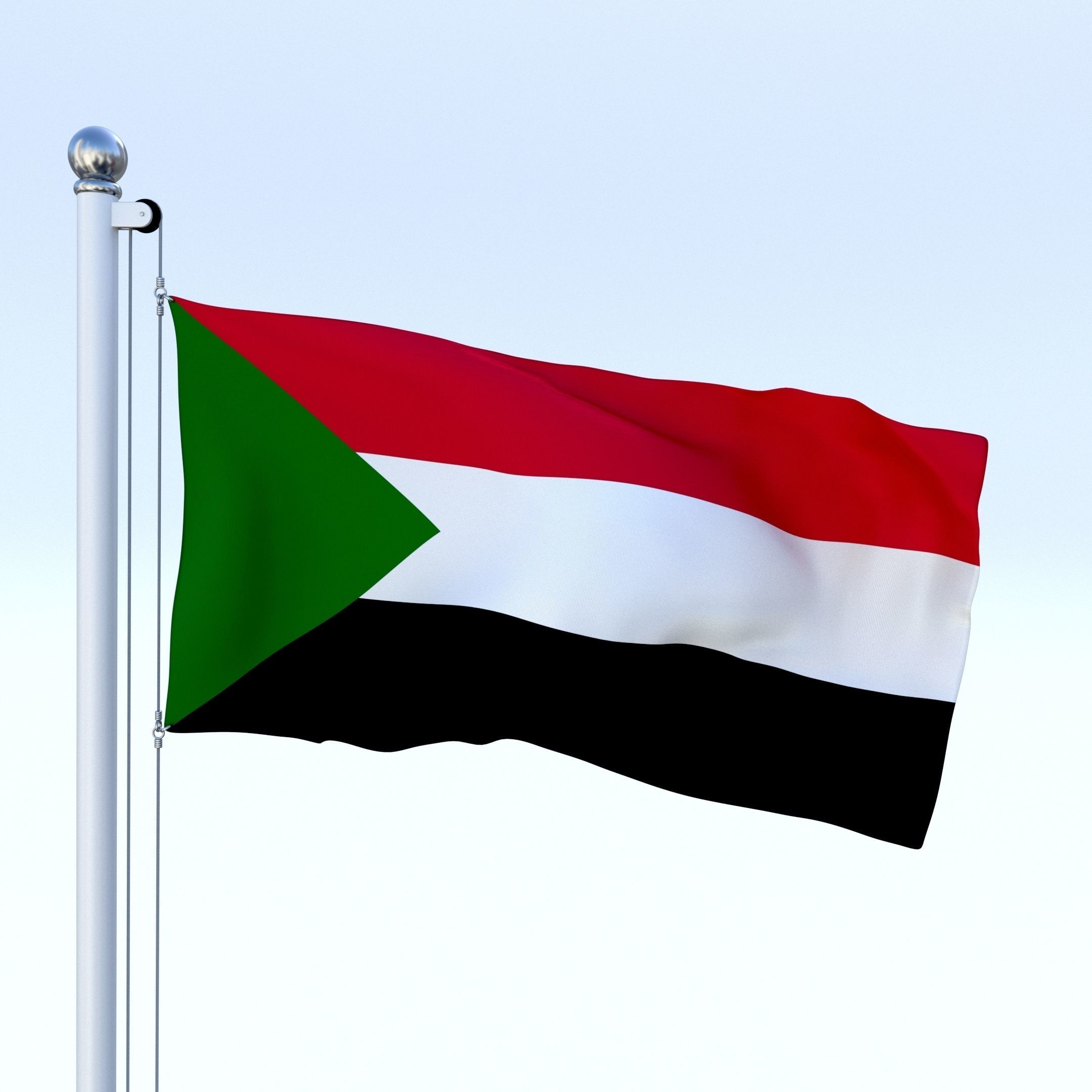 Animated Sudan Flag Low-poly 3D model_2