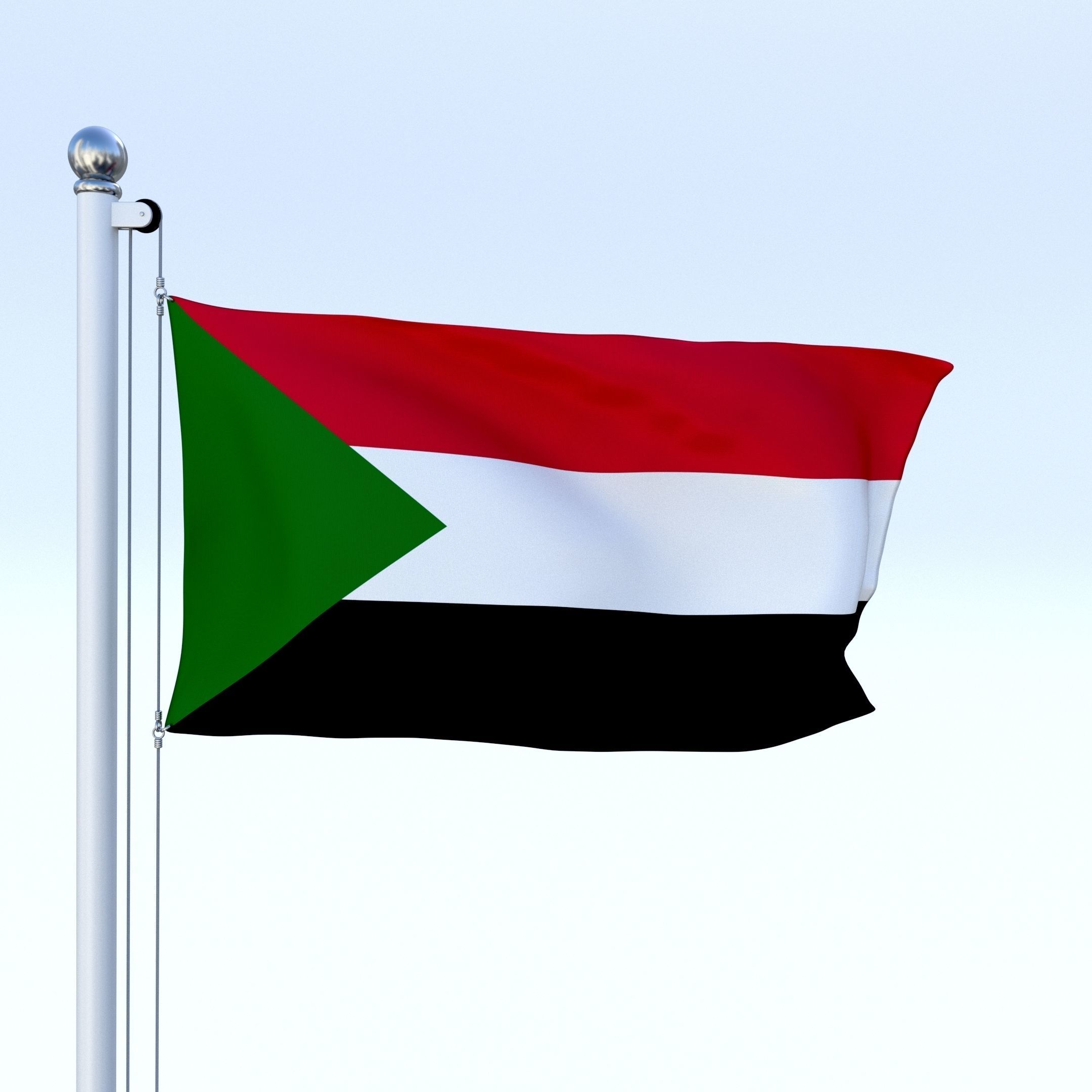Animated Sudan Flag Low-poly 3D model_1
