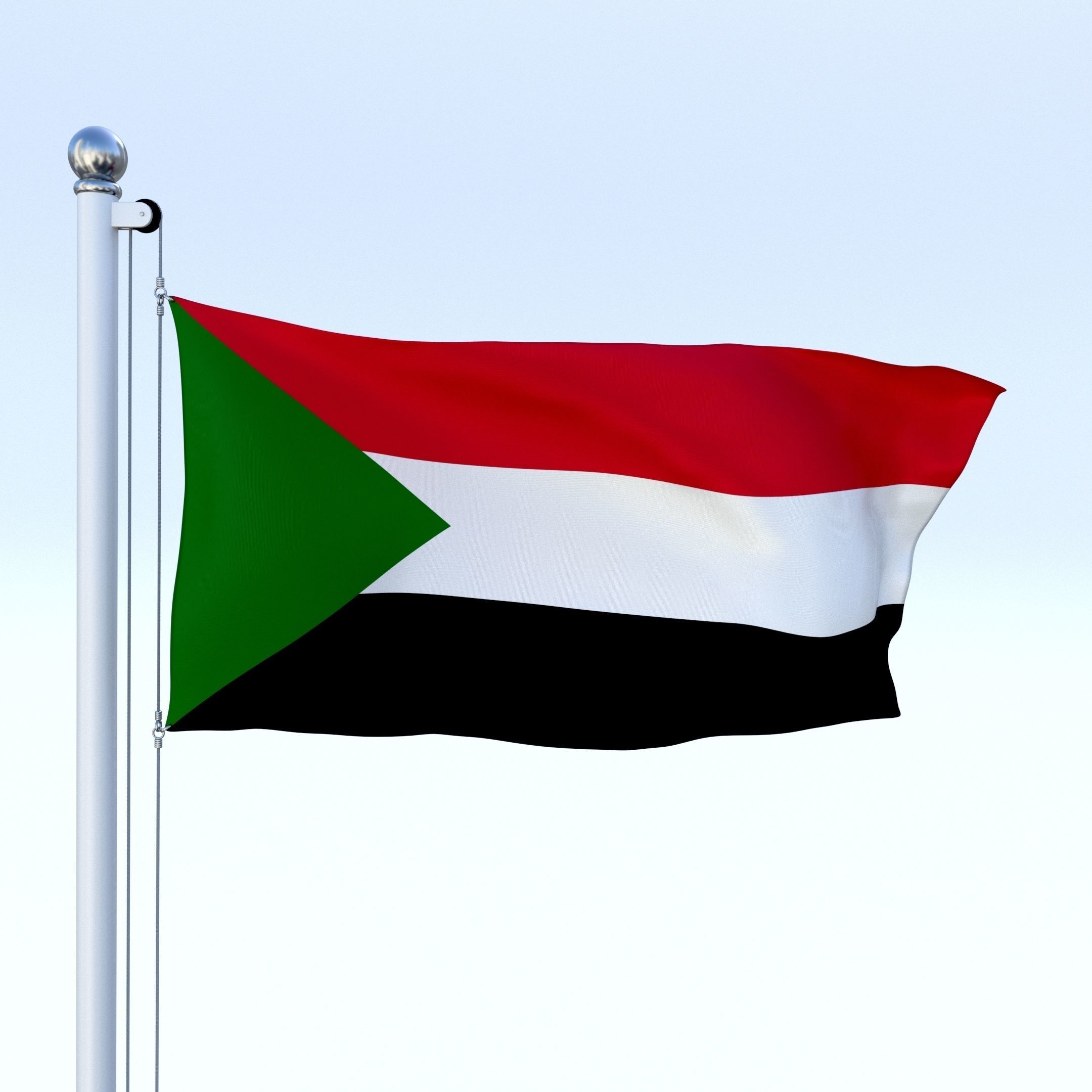 Animated Sudan Flag Low-poly 3D model_14