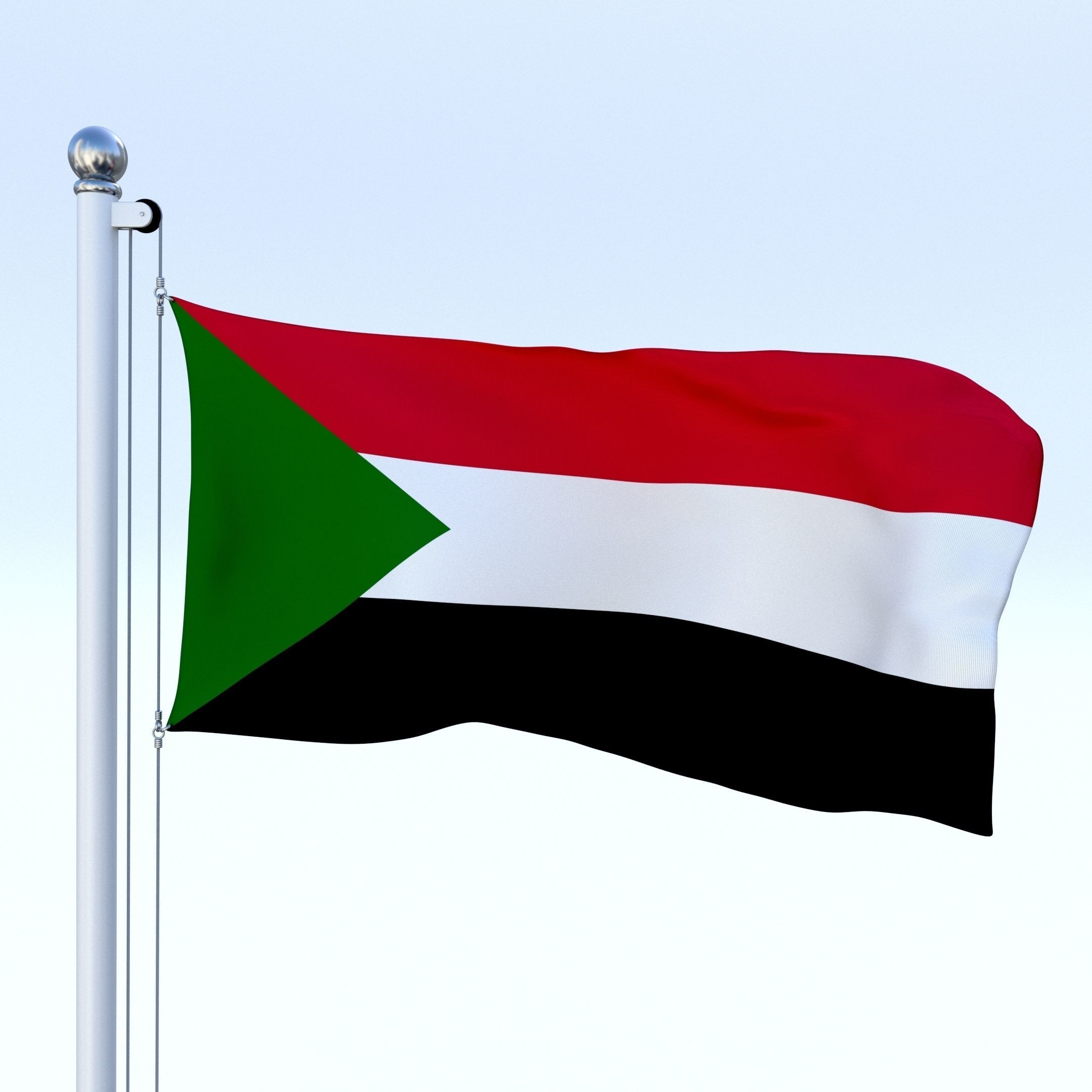 Animated Sudan Flag Low-poly 3D model_4