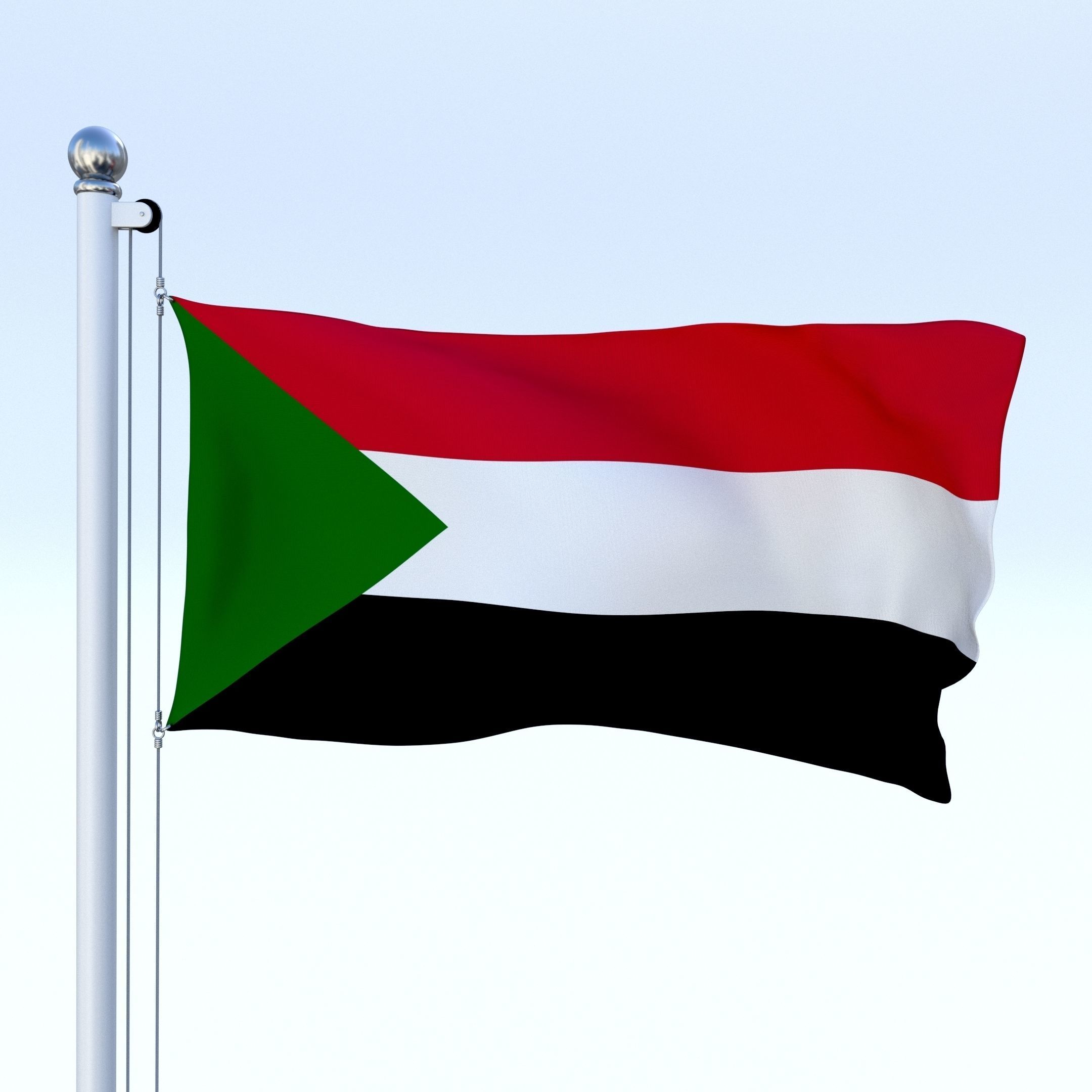 Animated Sudan Flag Low-poly 3D model_20