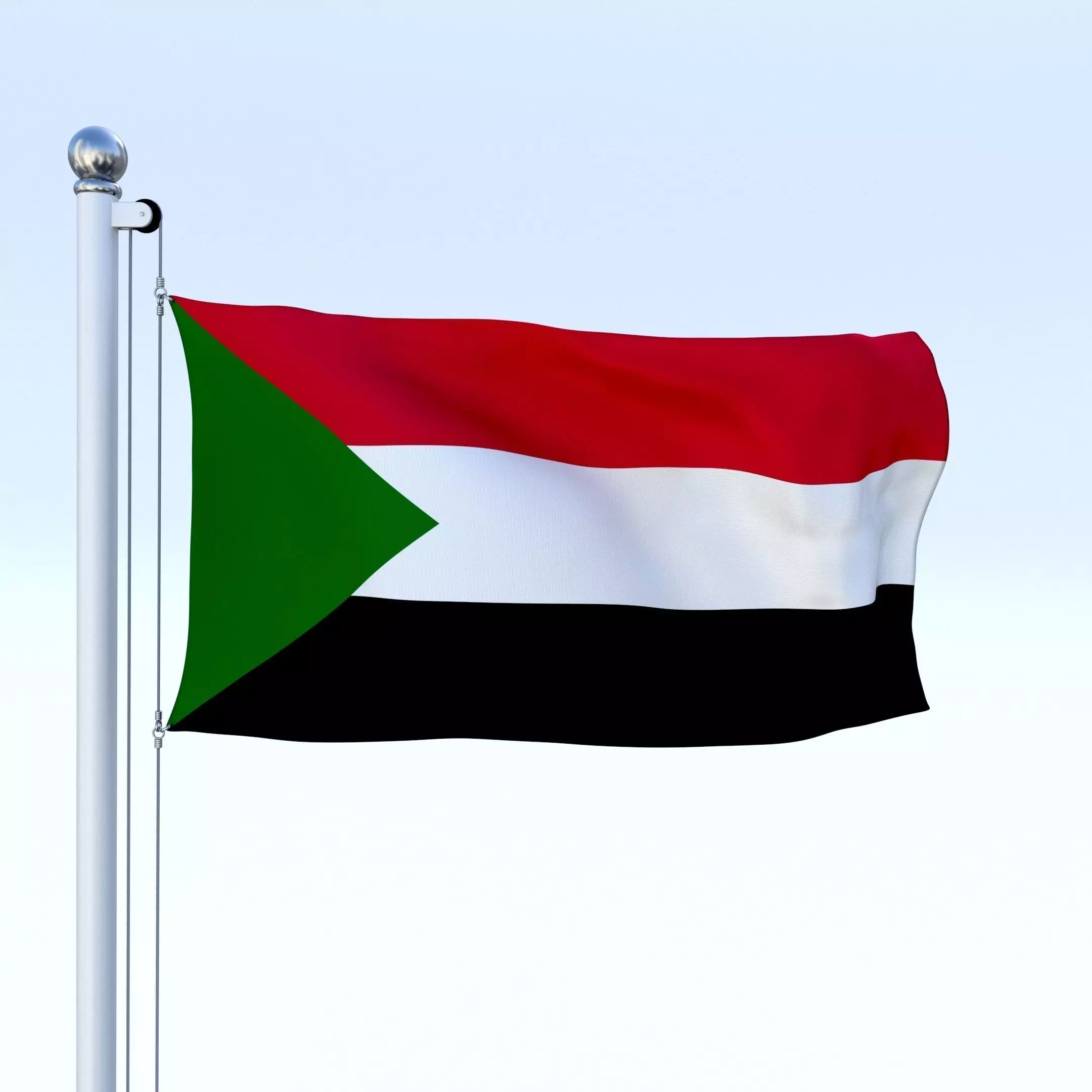 Animated Sudan Flag Low-poly 3D model_0