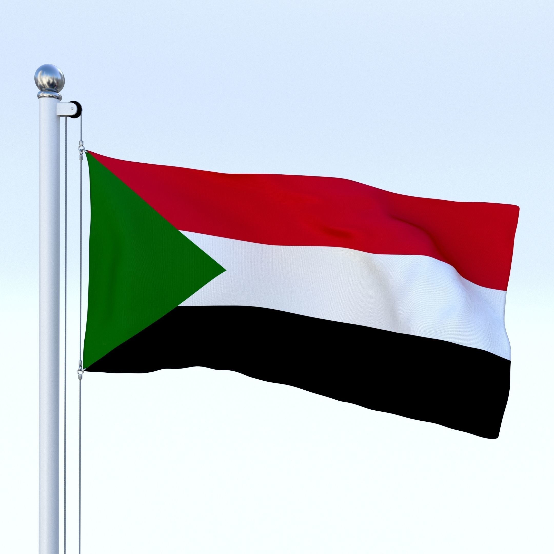 Animated Sudan Flag Low-poly 3D model_6