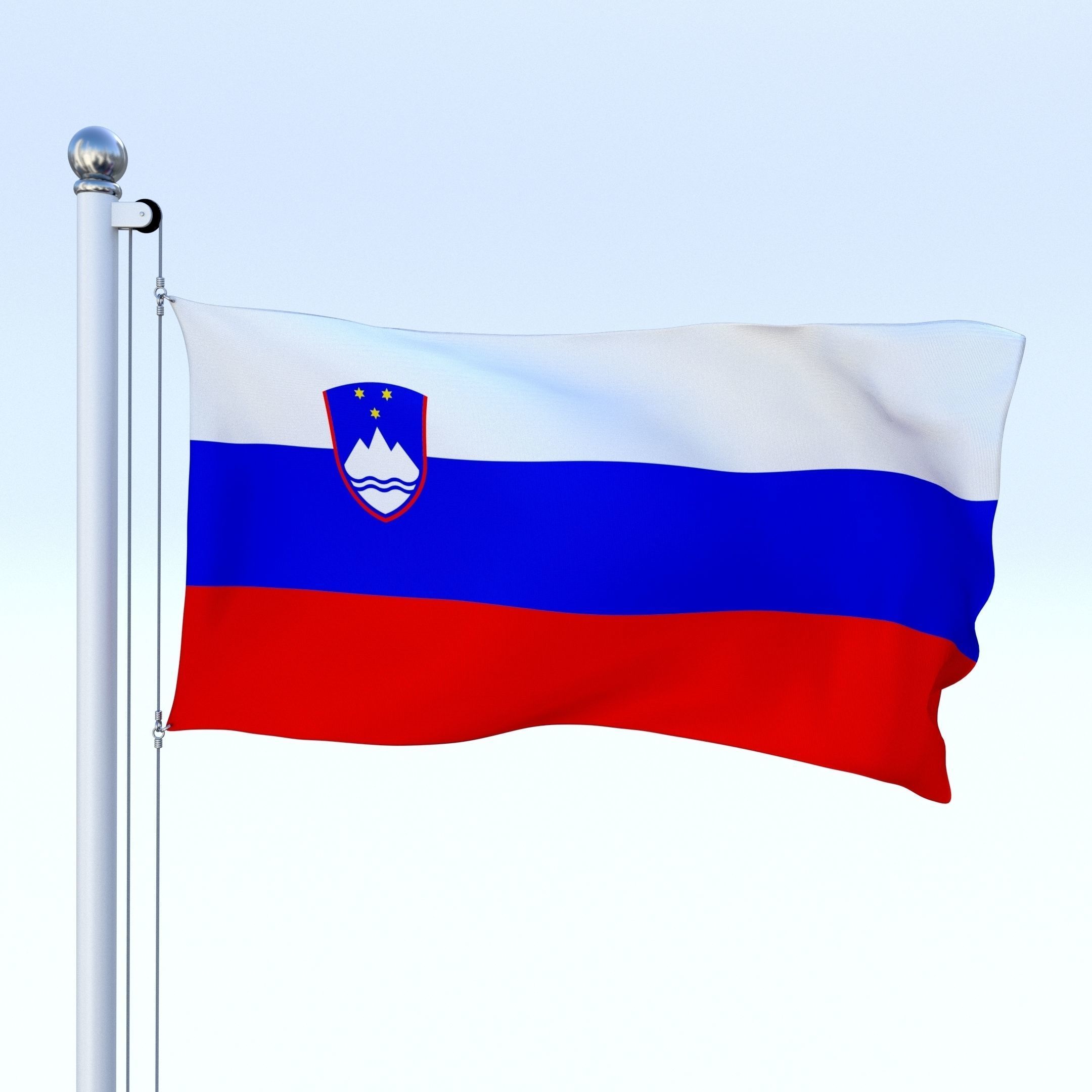 Animated Slovenia Flag Low-poly 3D model_26
