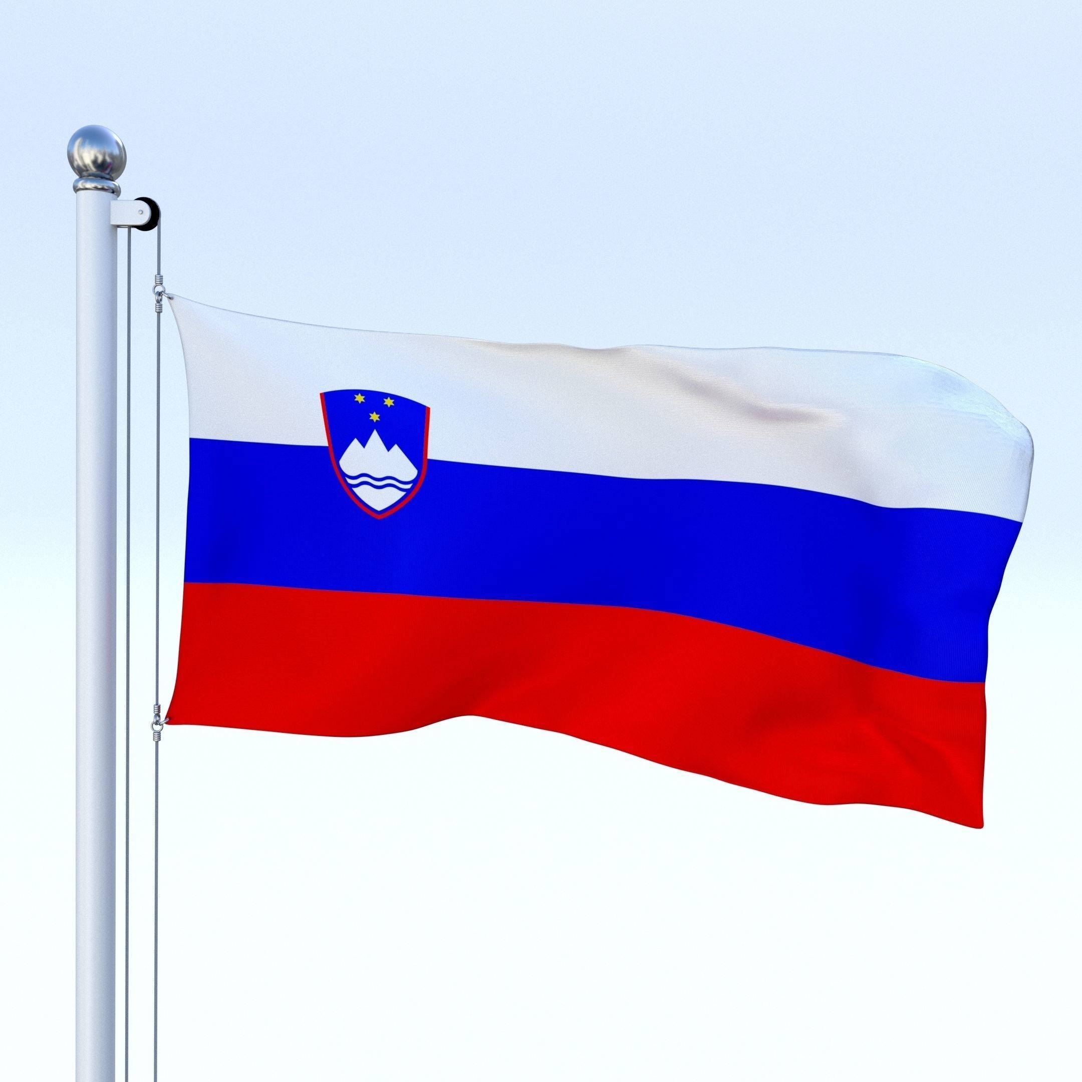 Animated Slovenia Flag Low-poly 3D model_2