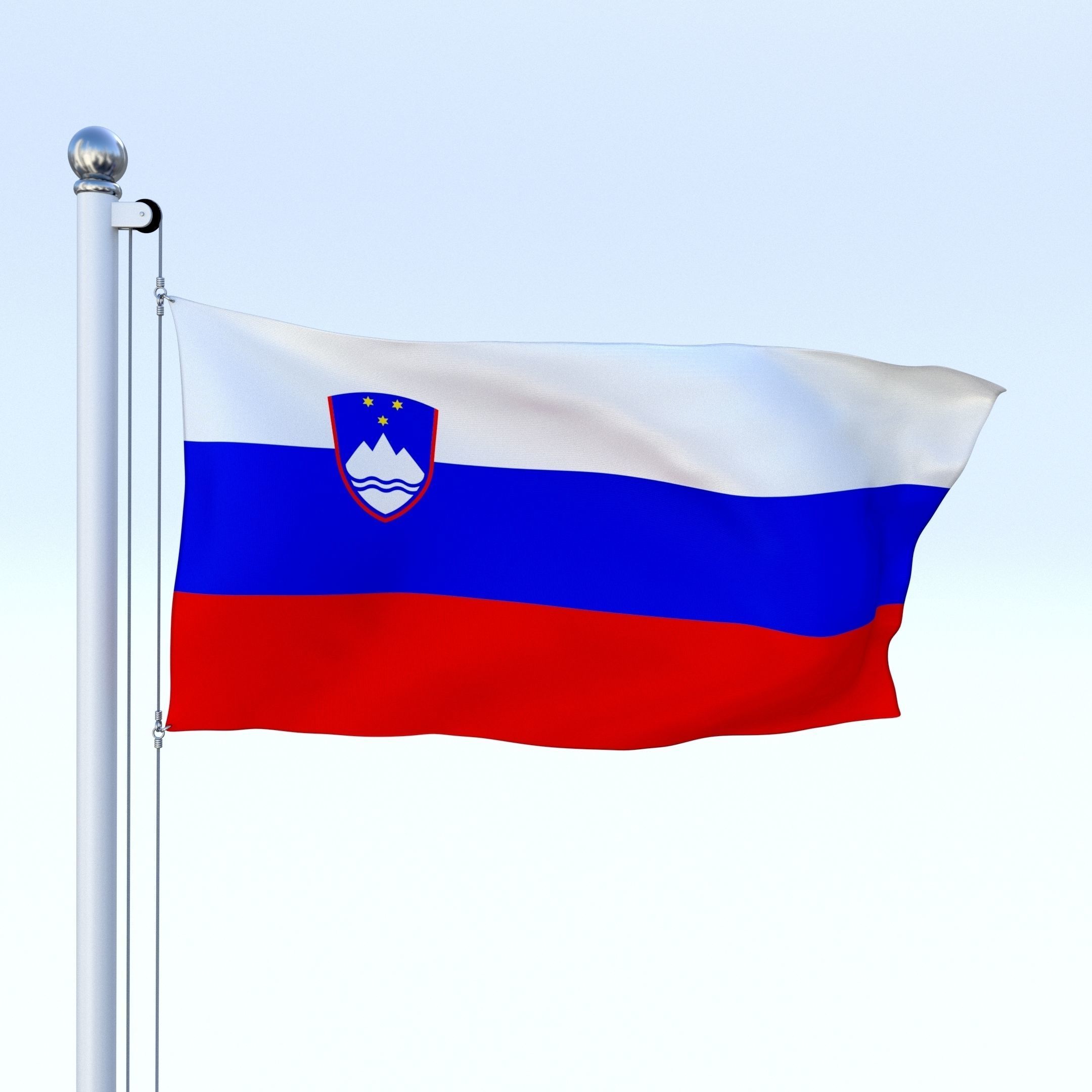 Animated Slovenia Flag Low-poly 3D model_14