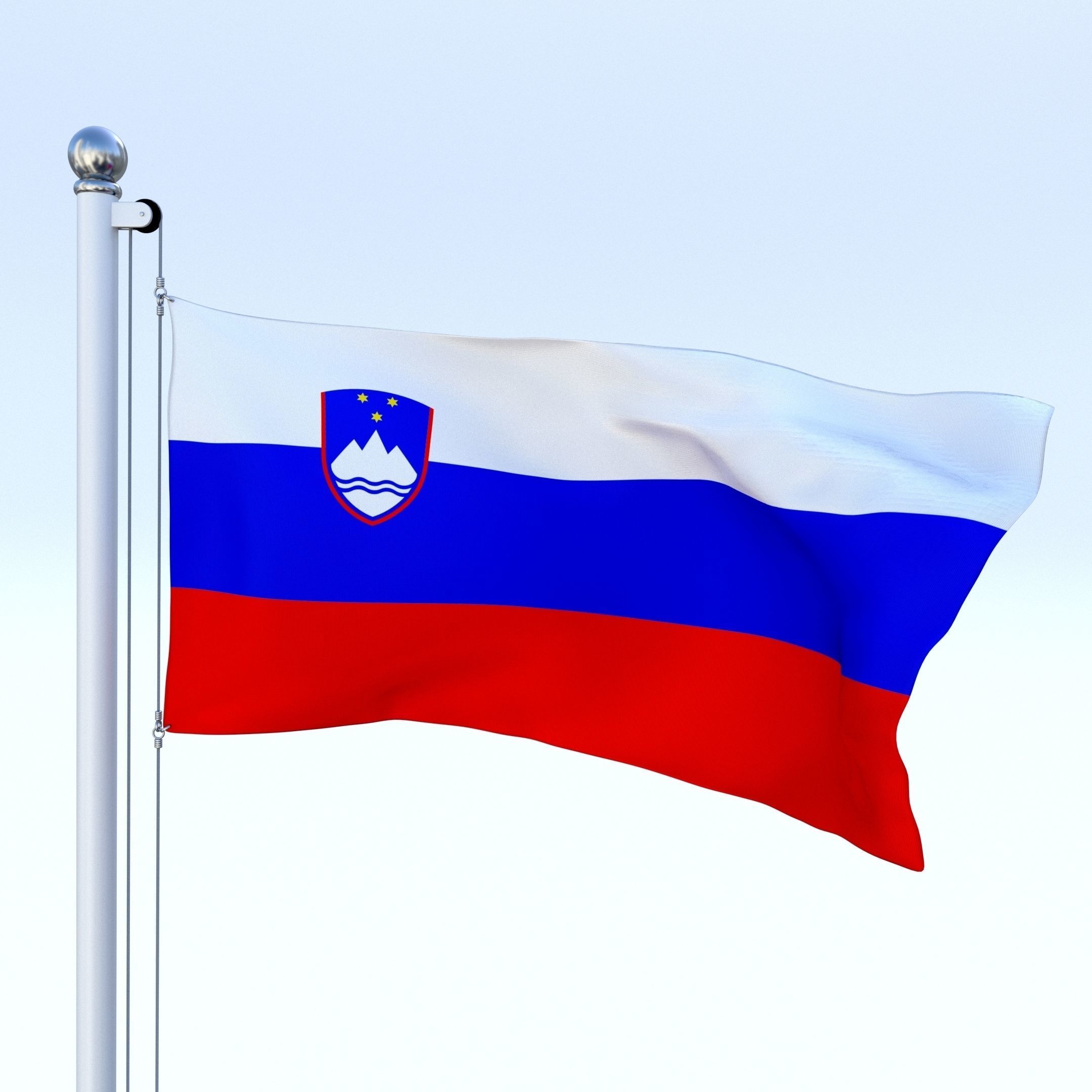 Animated Slovenia Flag Low-poly 3D model_6