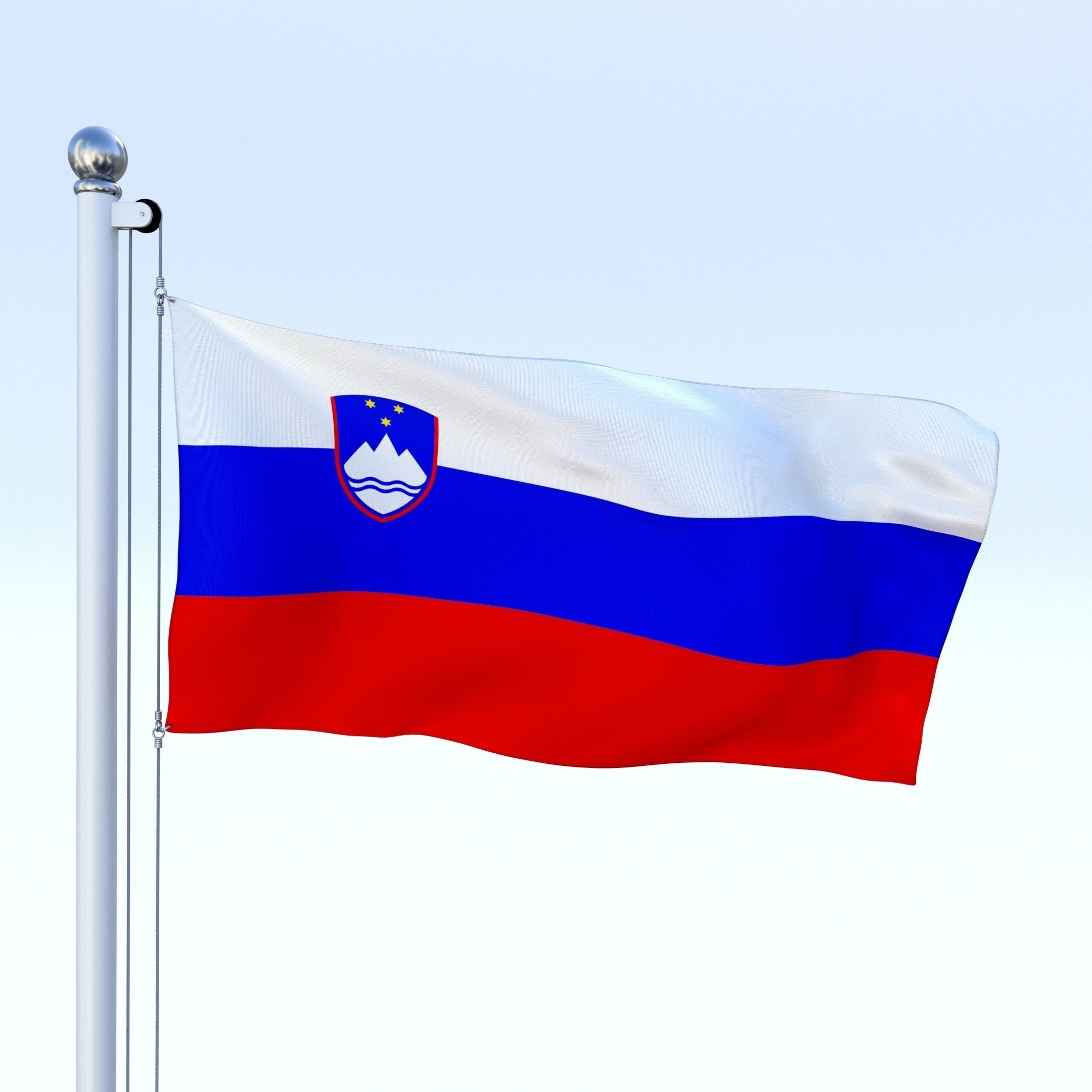 Animated Slovenia Flag Low-poly 3D model_4