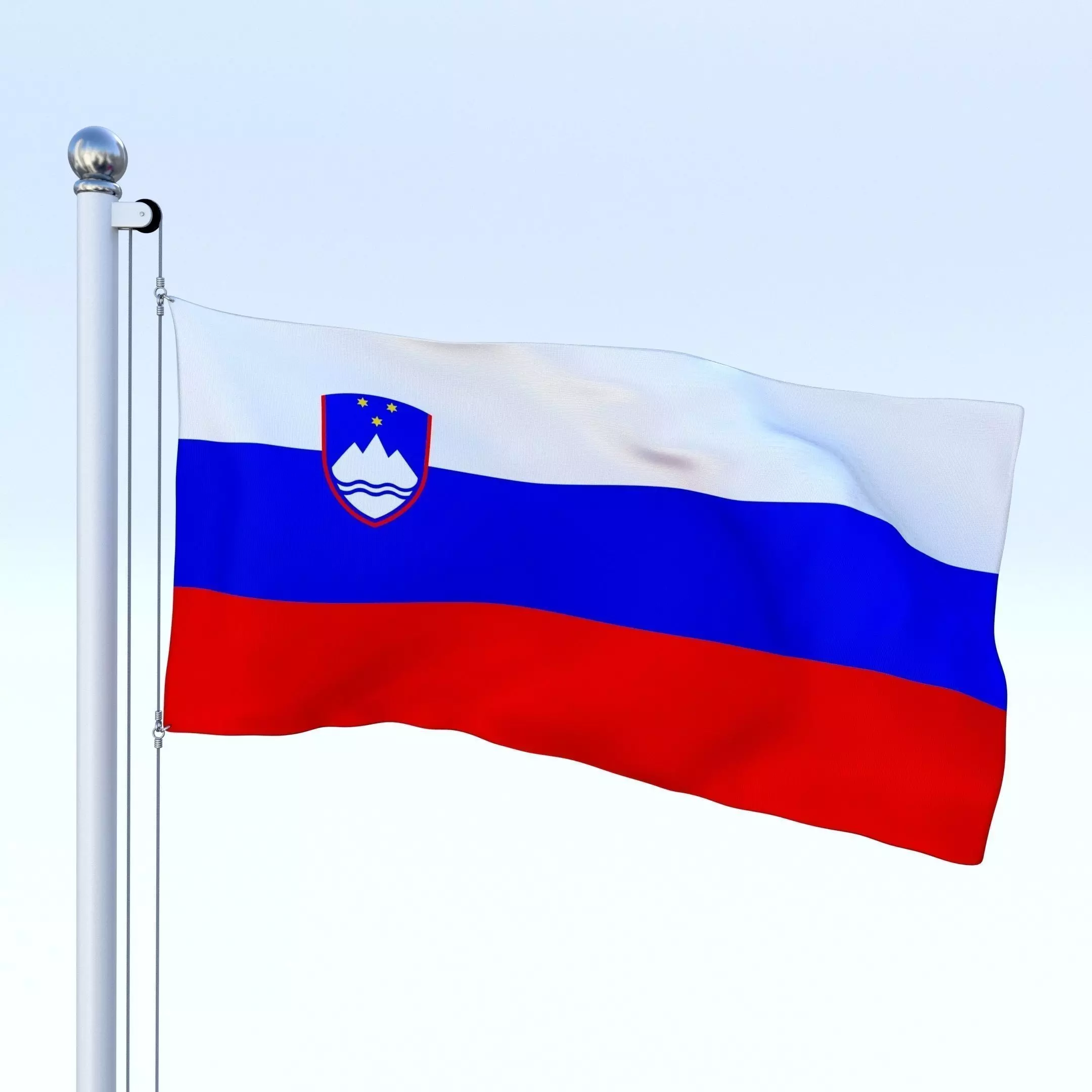 Animated Slovenia Flag Low-poly 3D model_0