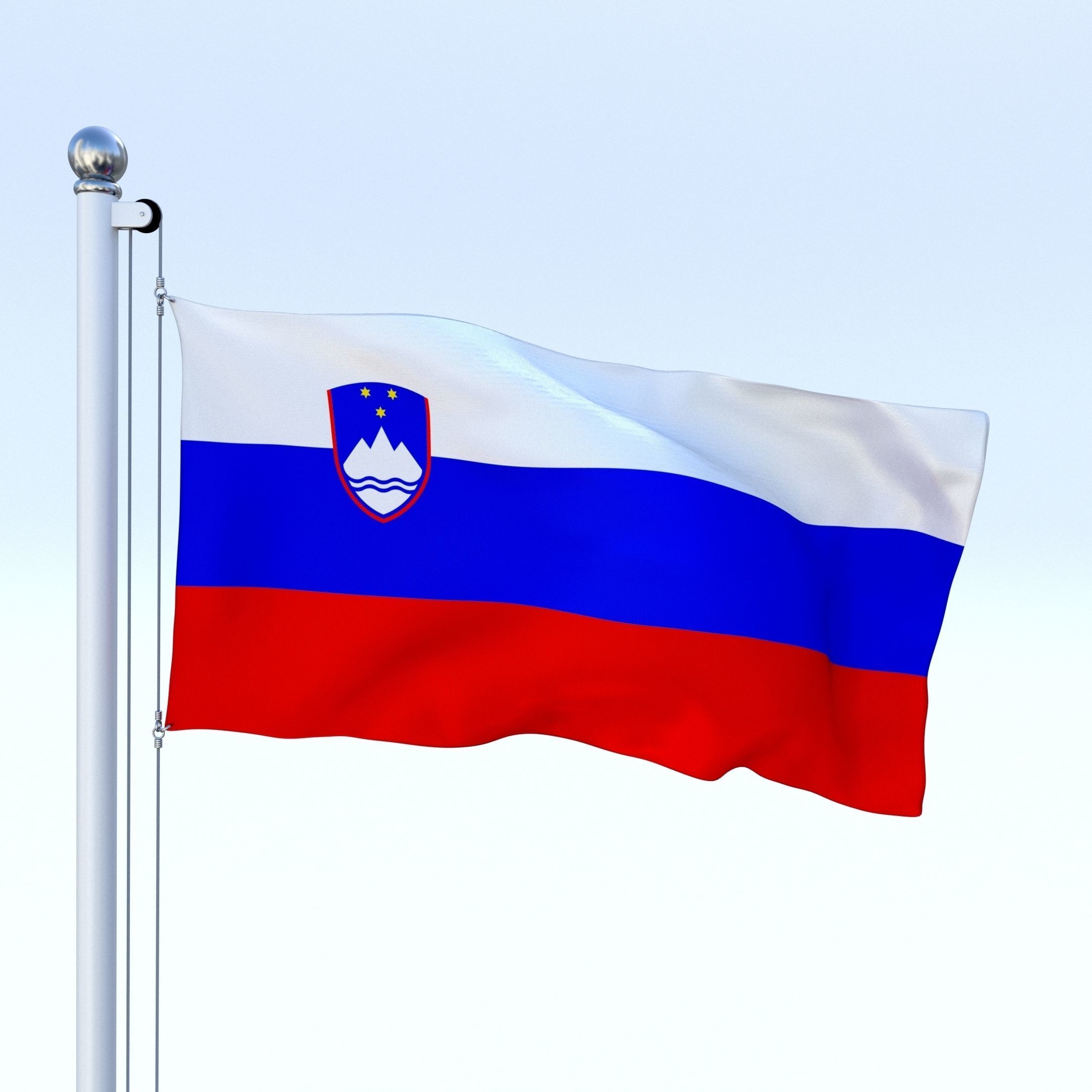 Animated Slovenia Flag Low-poly 3D model_13