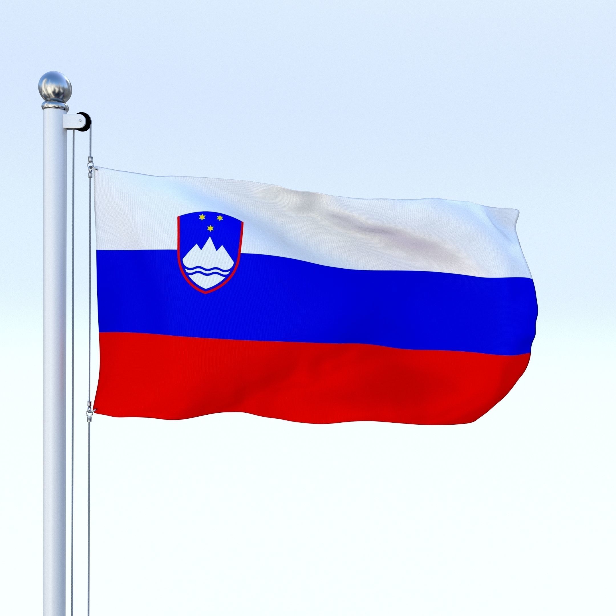 Animated Slovenia Flag Low-poly 3D model_5