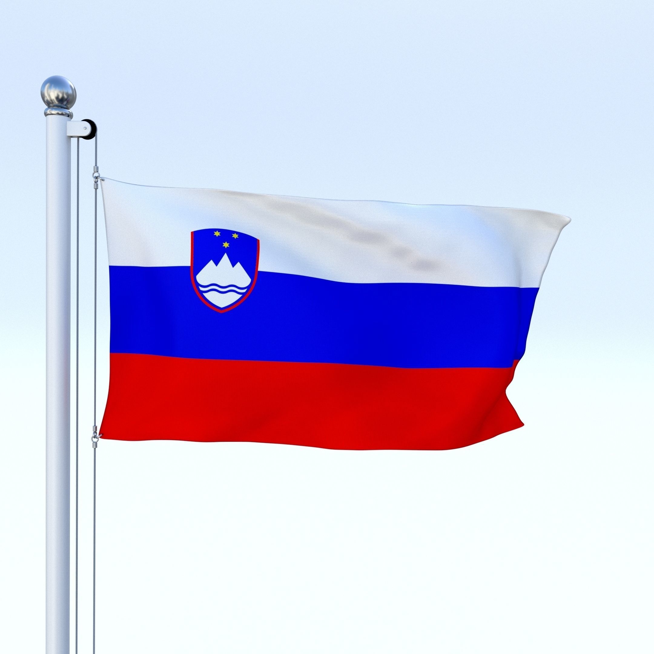 Animated Slovenia Flag Low-poly 3D model_3