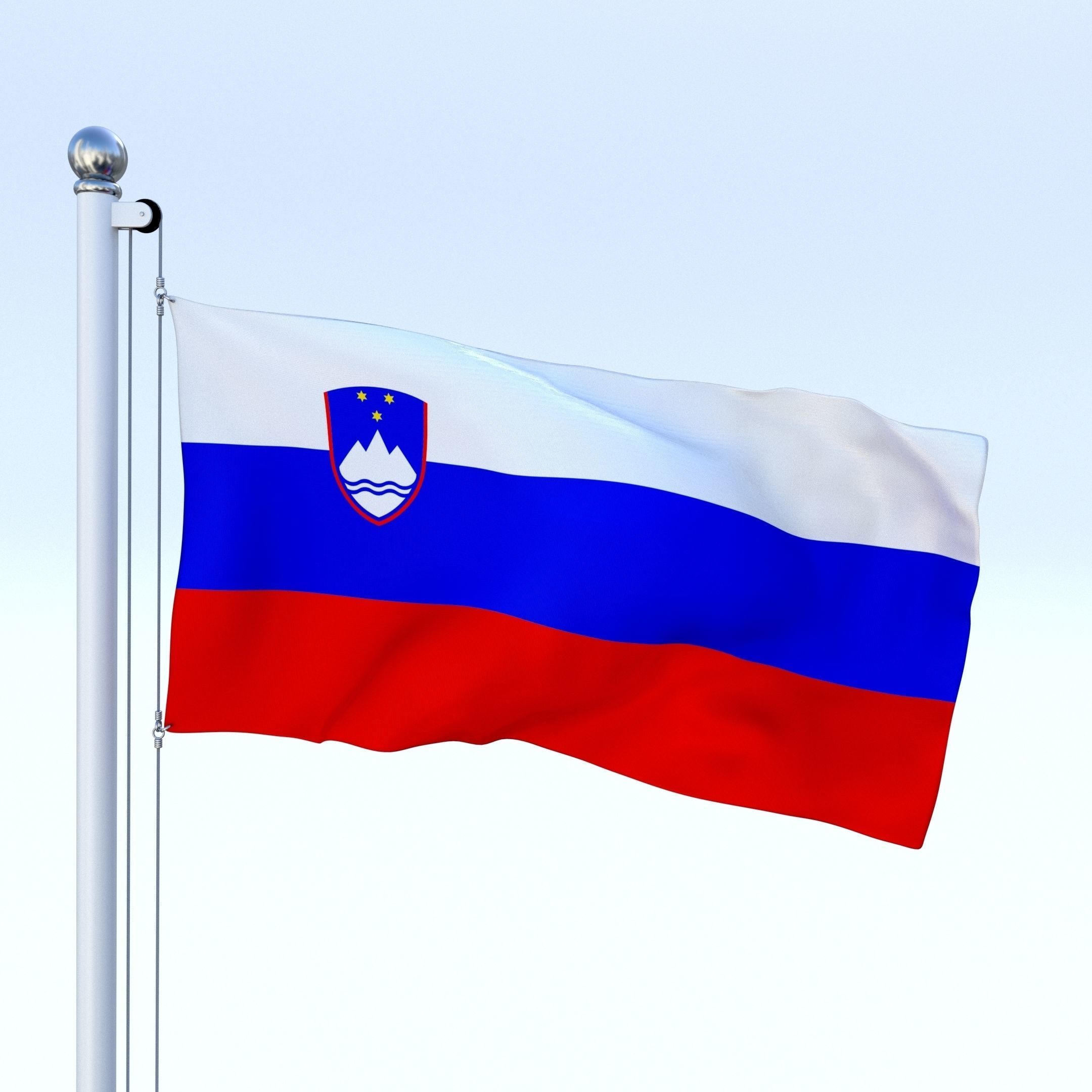 Animated Slovenia Flag Low-poly 3D model_1