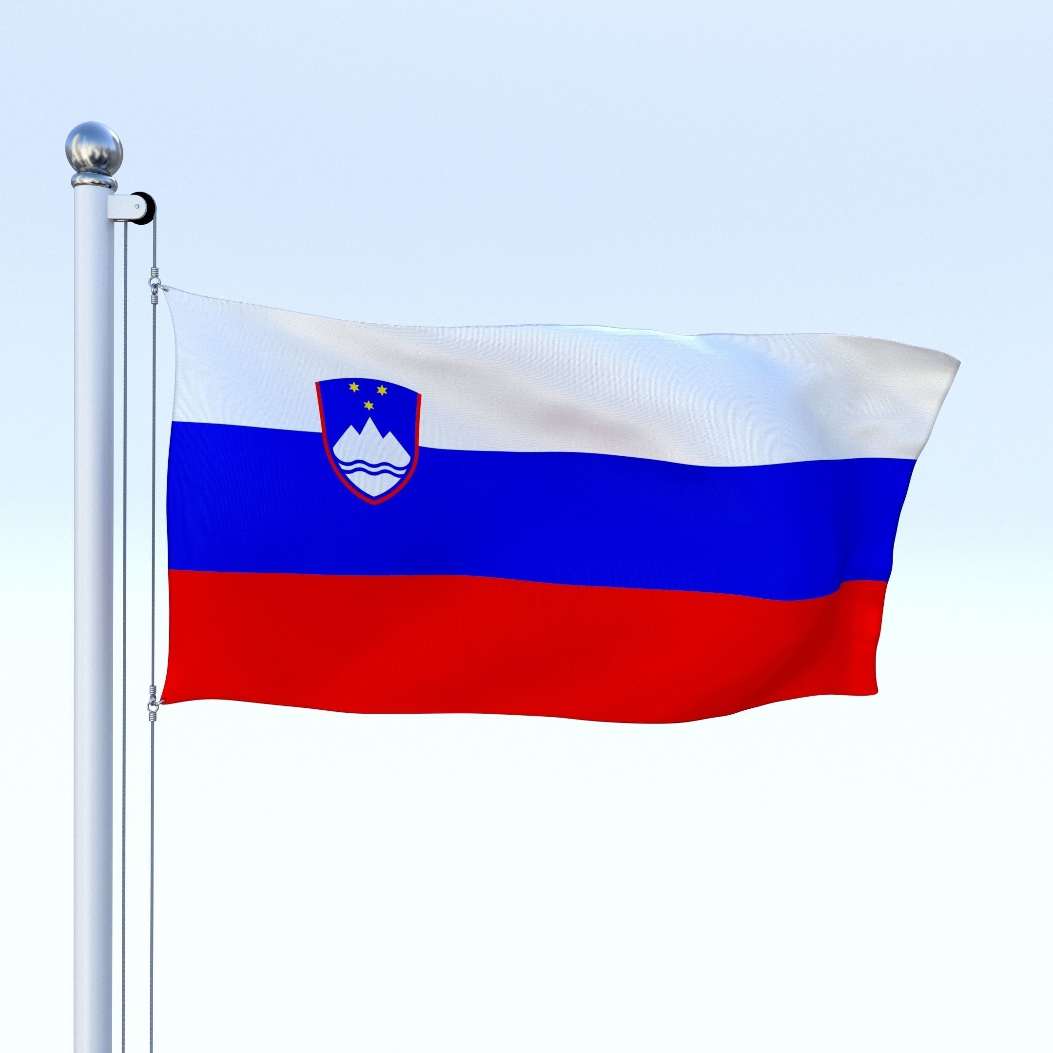 Animated Slovenia Flag Low-poly 3D model_19